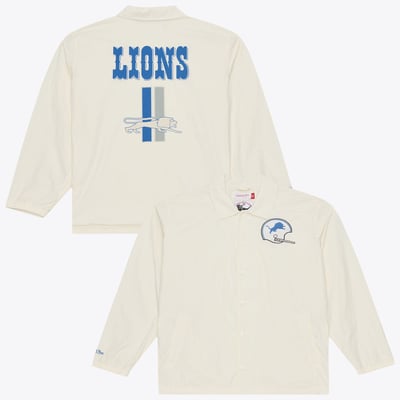 Detroit Lions Mitchell & Ness Retro Roots Coaches Jacket - Cream
