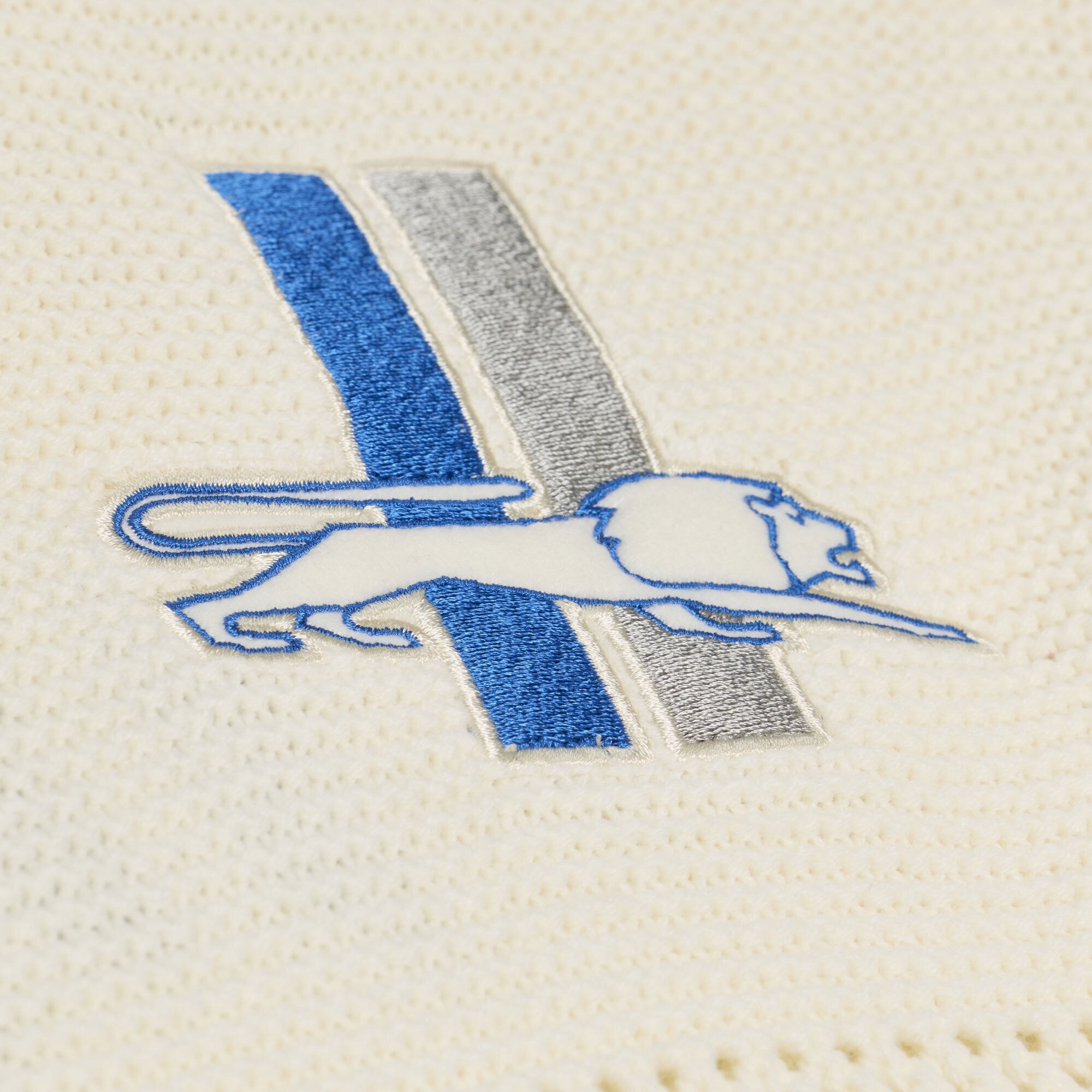 Men's Mitchell & Ness Cream Detroit Lions Retro Roots Short Sleeve Sweater Jersey