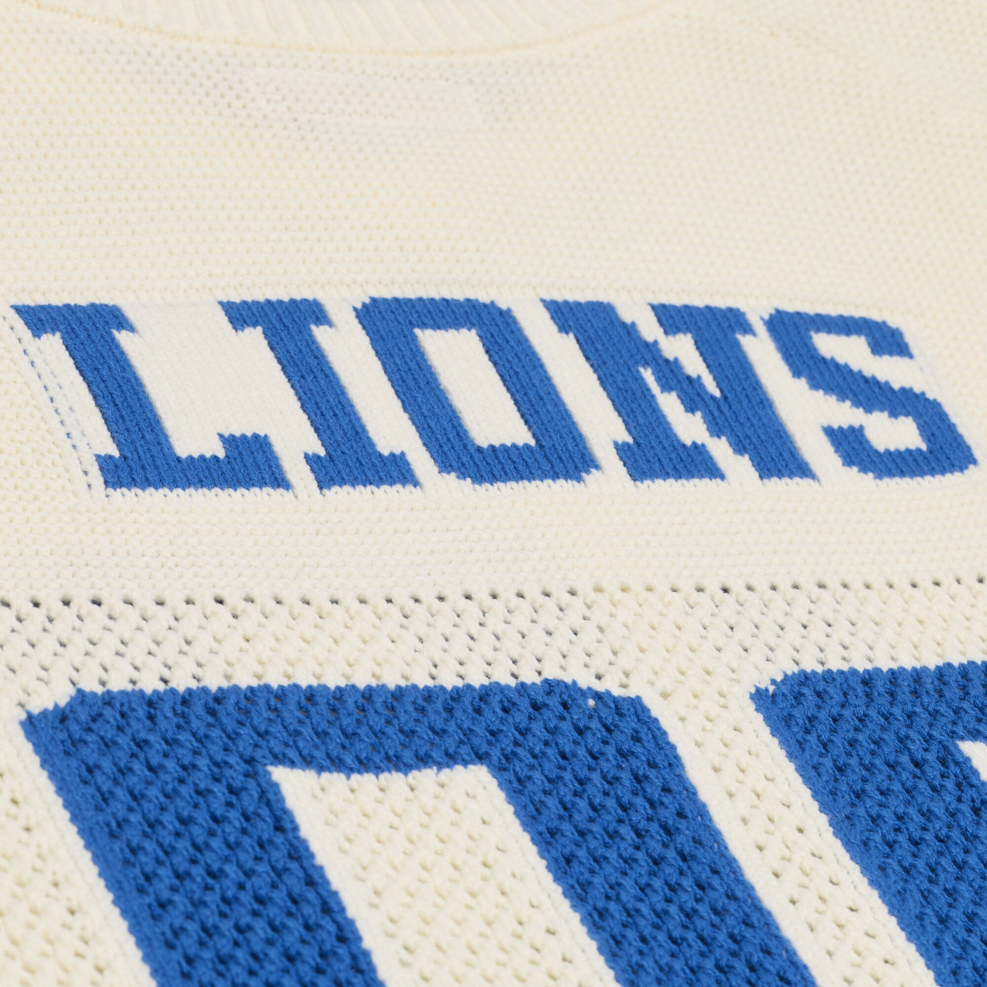 Men's Mitchell & Ness Cream Detroit Lions Retro Roots Short Sleeve Sweater Jersey