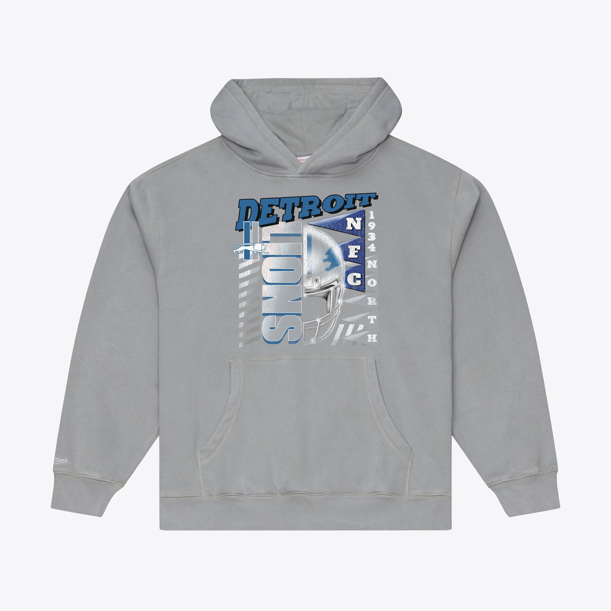 Men's Mitchell & Ness Gray Detroit Lions Core Essentials Street Graphic Fleece Hoodie