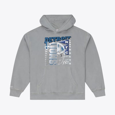  Detroit Lions Mitchell & Ness Core Essentials Street Graphic Fleece Hoodie - Gray