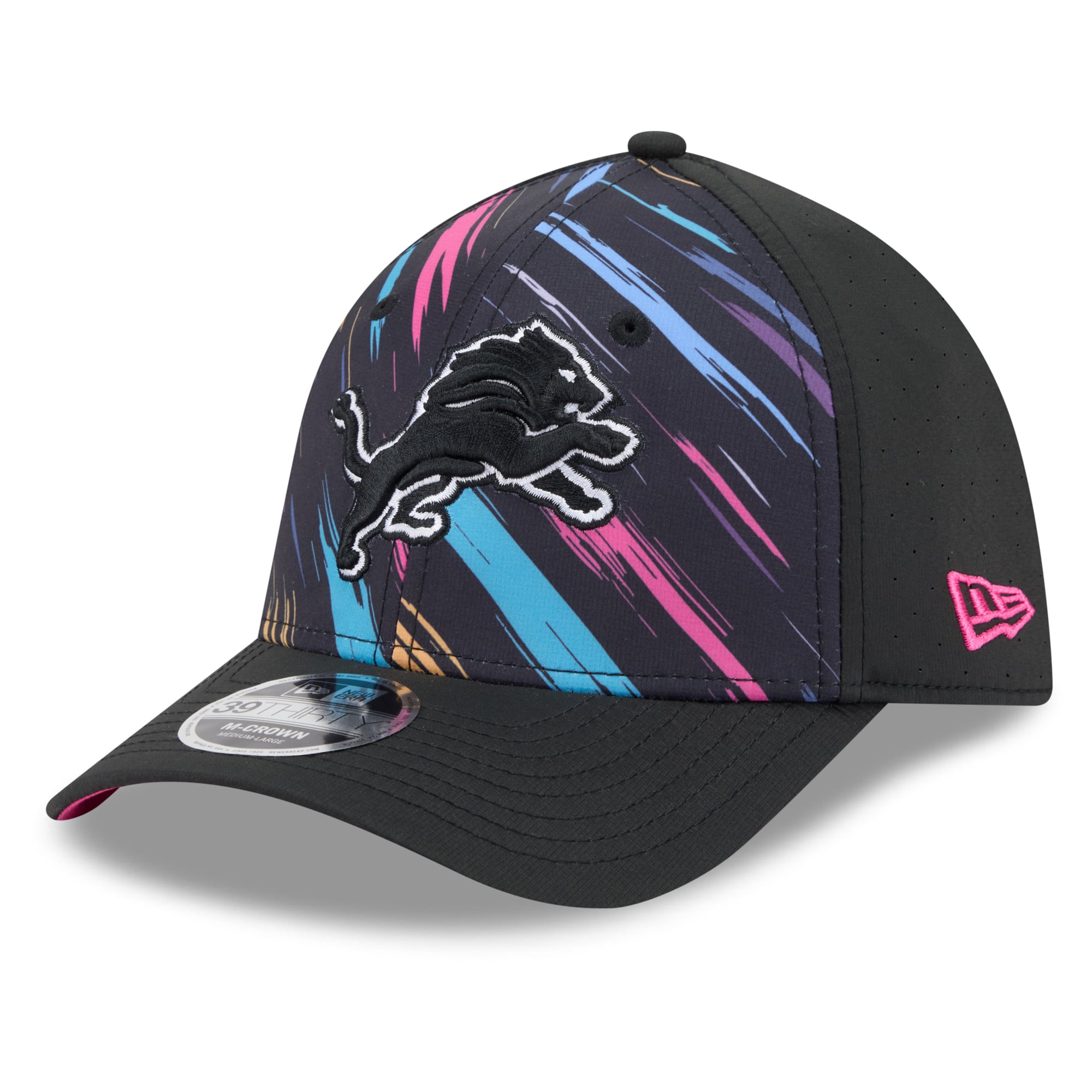 Men's New Era Black Detroit Lions 2026 NFL Crucial Catch 39THIRTY M-Crown Stretch Hat