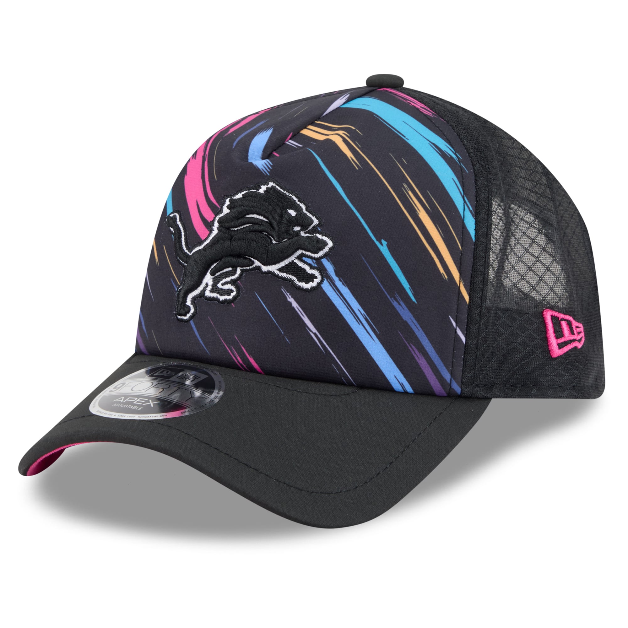 Men's New Era Black Detroit Lions 2026 NFL Crucial Catch 9FORTY Apex Adjustable Hat