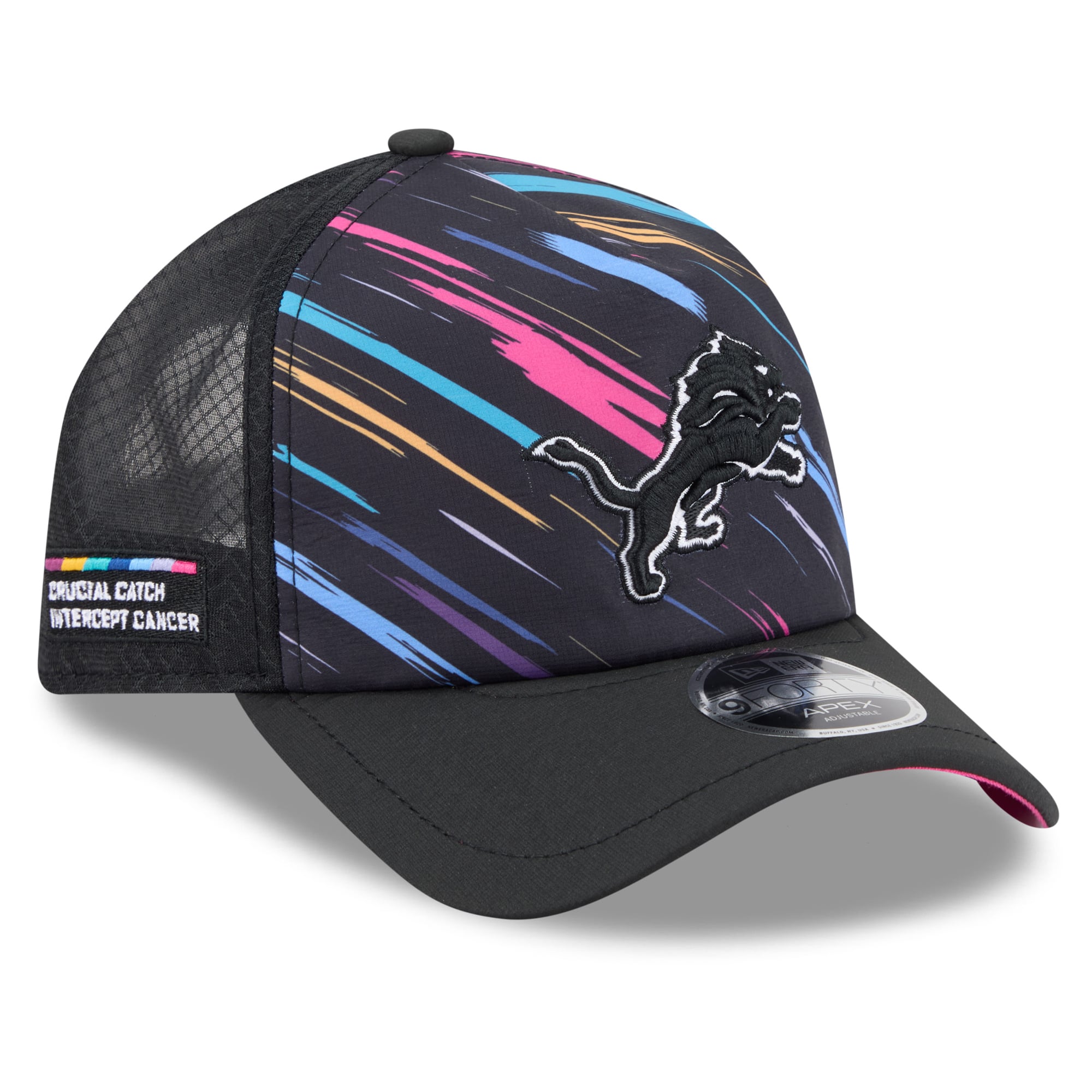 Men's New Era Black Detroit Lions 2026 NFL Crucial Catch 9FORTY Apex Adjustable Hat