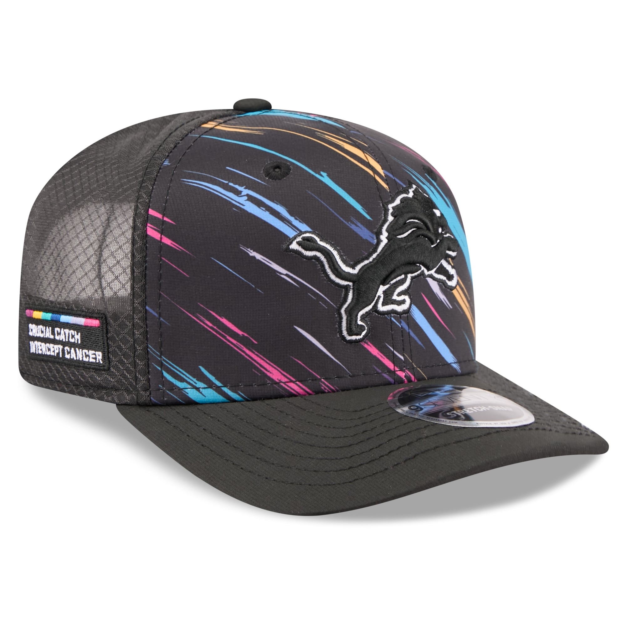 Men's New Era Black Detroit Lions 2026 NFL Crucial Catch 9SEVENTY Adjustable Trucker Hat