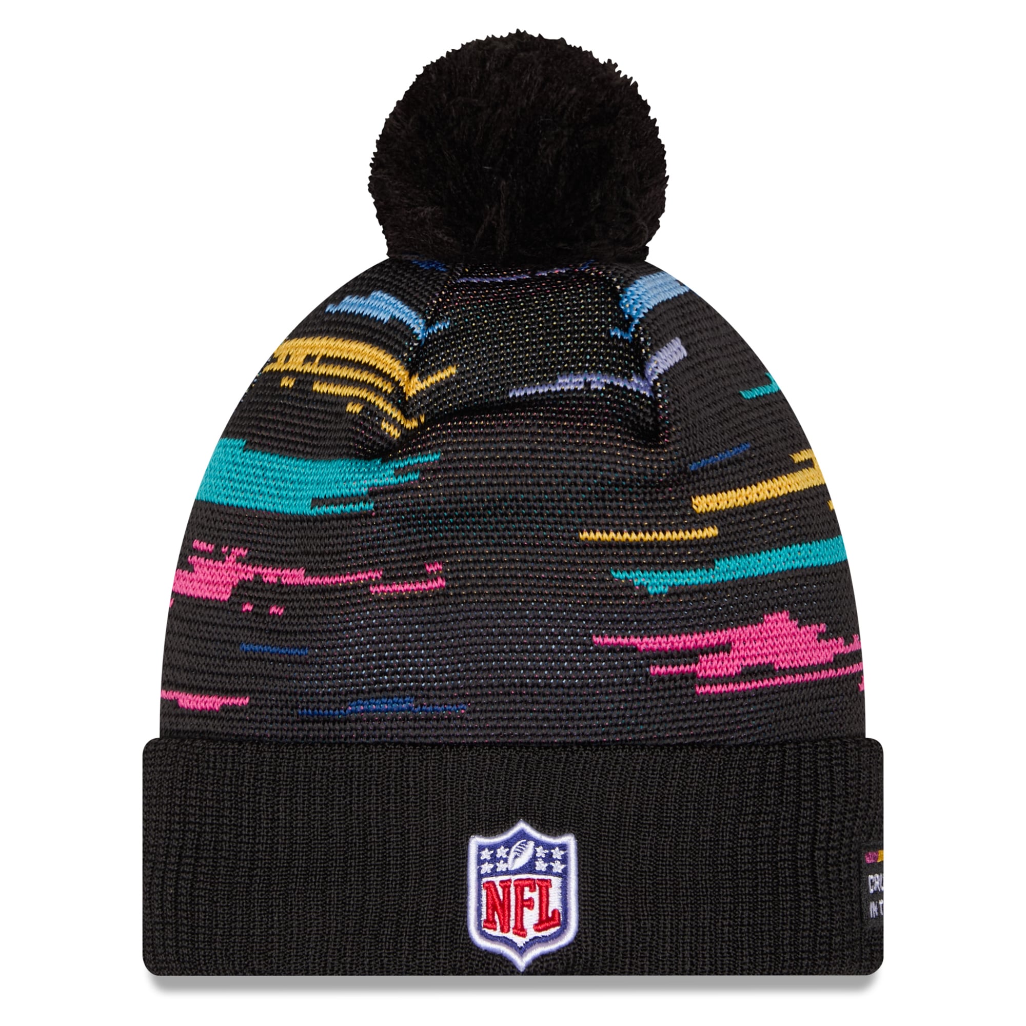 Men's New Era Black Detroit Lions 2026 NFL Crucial Catch Cuffed Knit Hat with Pom