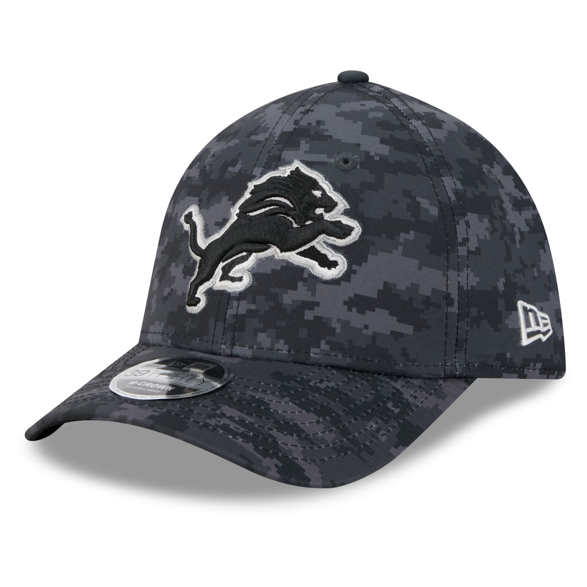 Casquette extensible New Era Detroit Lions 2026 Salute To Service 39THIRTY M-Crown noire pour homme