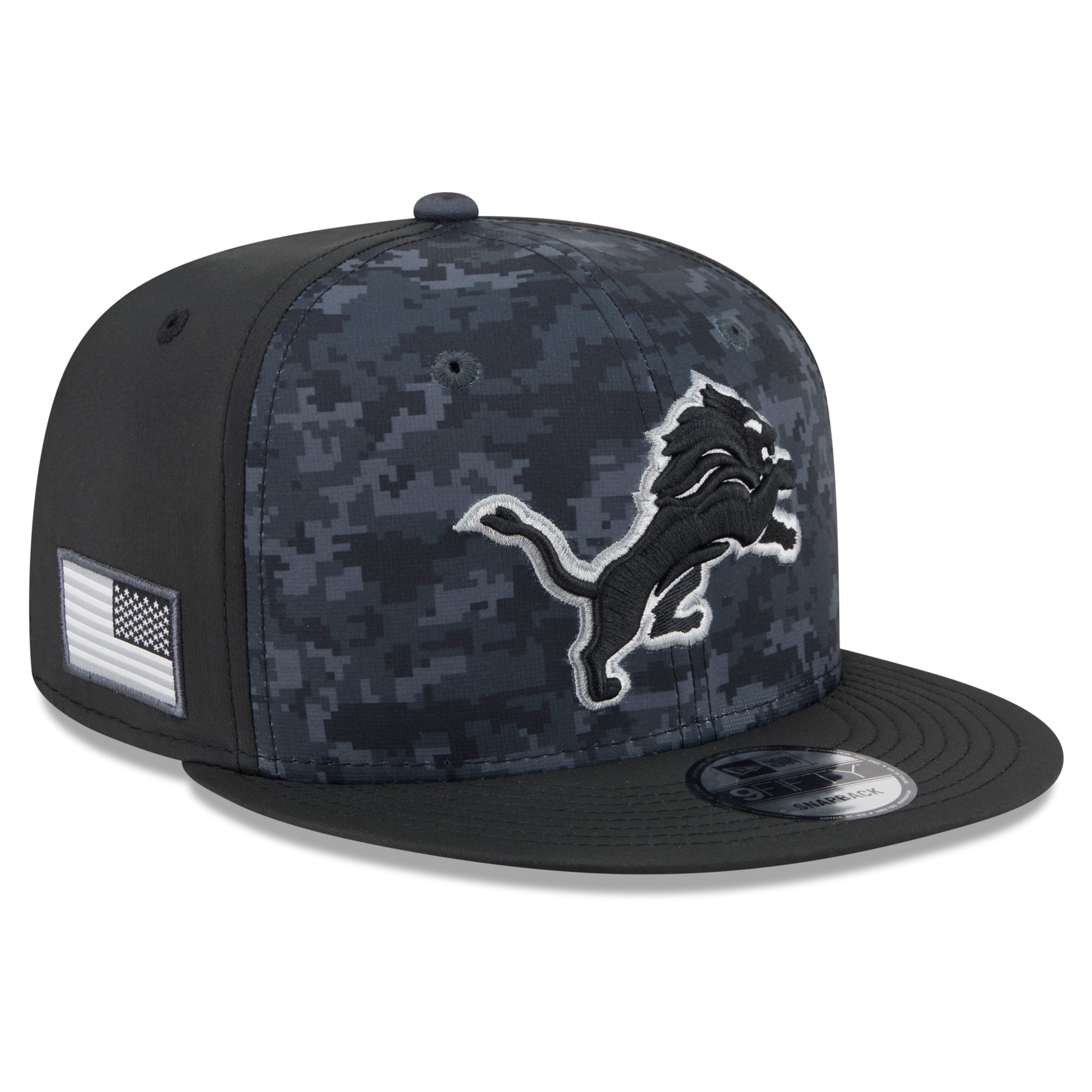 Casquette snapback New Era 9FIFTY noire Detroit Lions 2026 Salute To Service pour homme