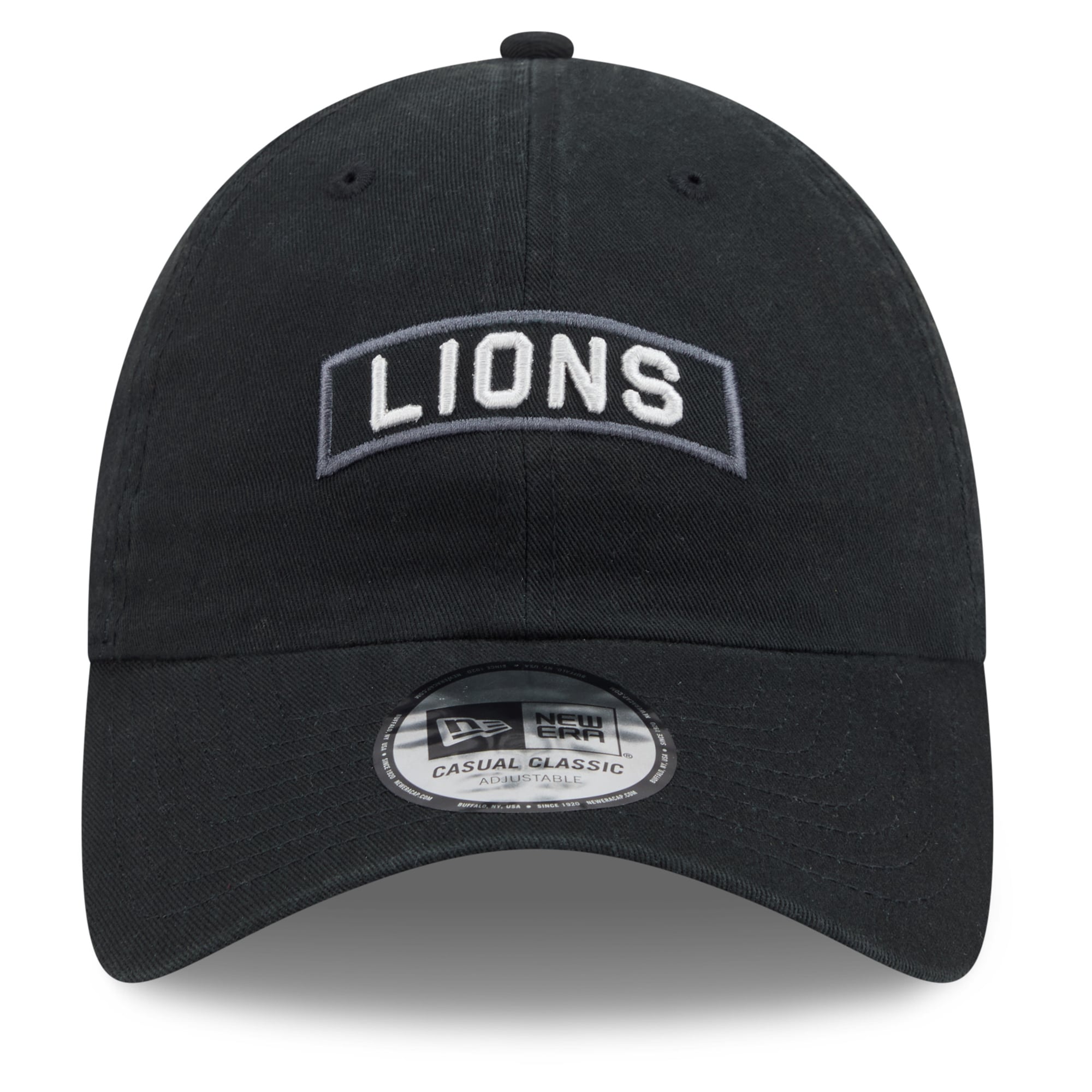 Casquette New Era noire pour homme Detroit Lions 2026 Salute To Service, style classique décontracté et ajustable