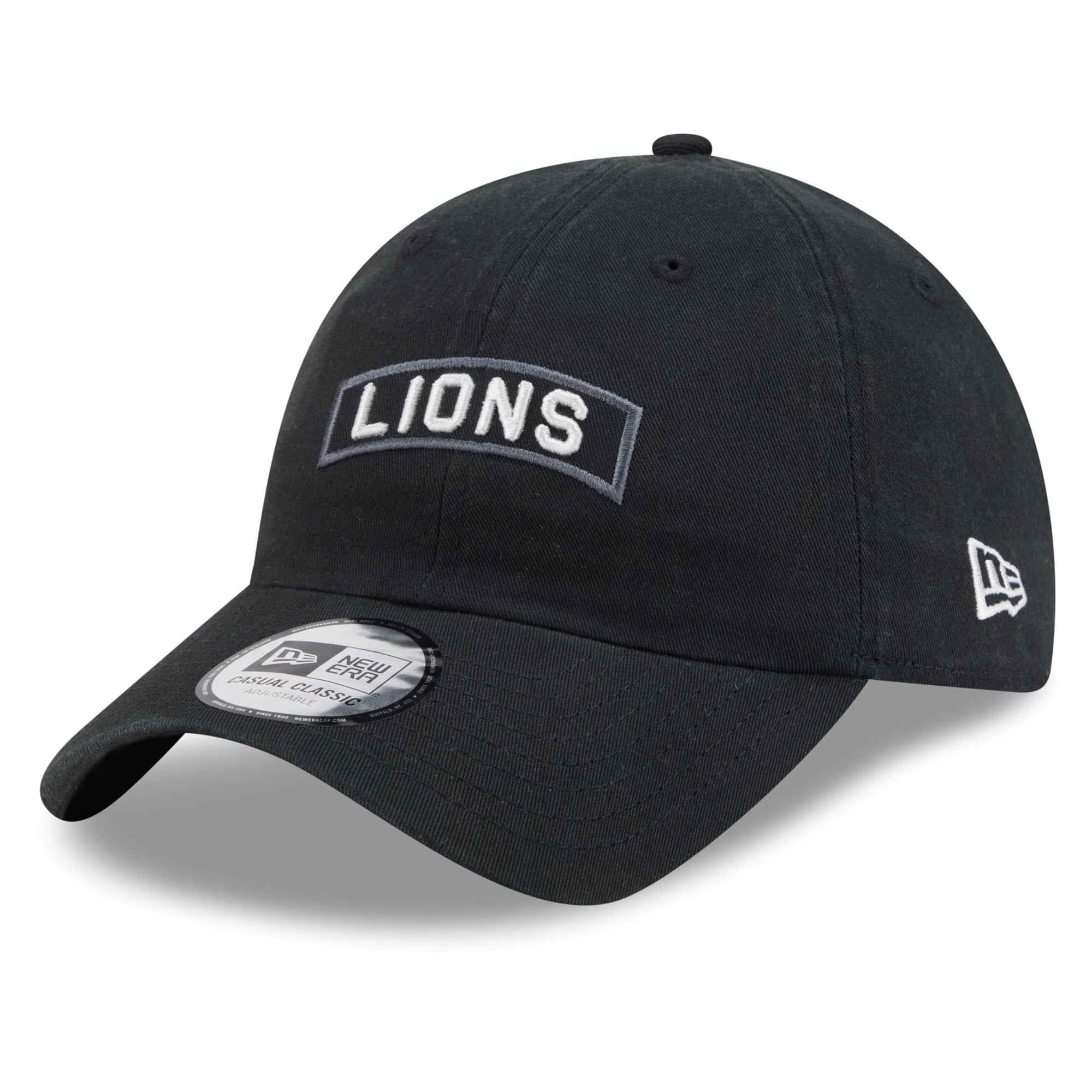 Casquette New Era noire pour homme Detroit Lions 2026 Salute To Service, style classique décontracté et ajustable