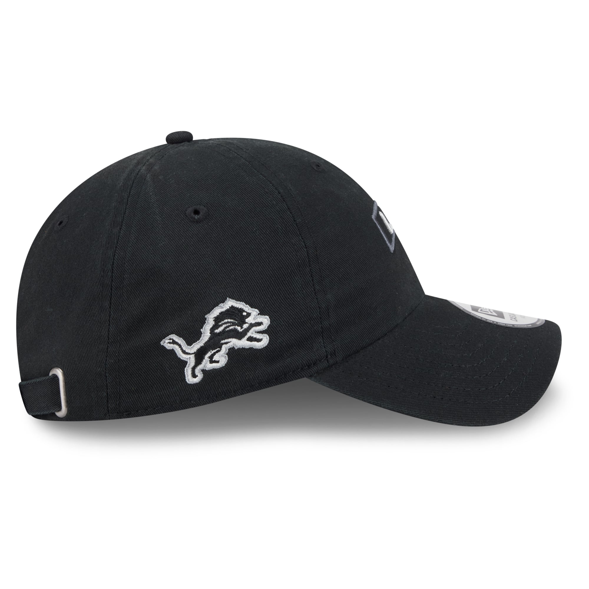 Casquette New Era noire pour homme Detroit Lions 2026 Salute To Service, style classique décontracté et ajustable