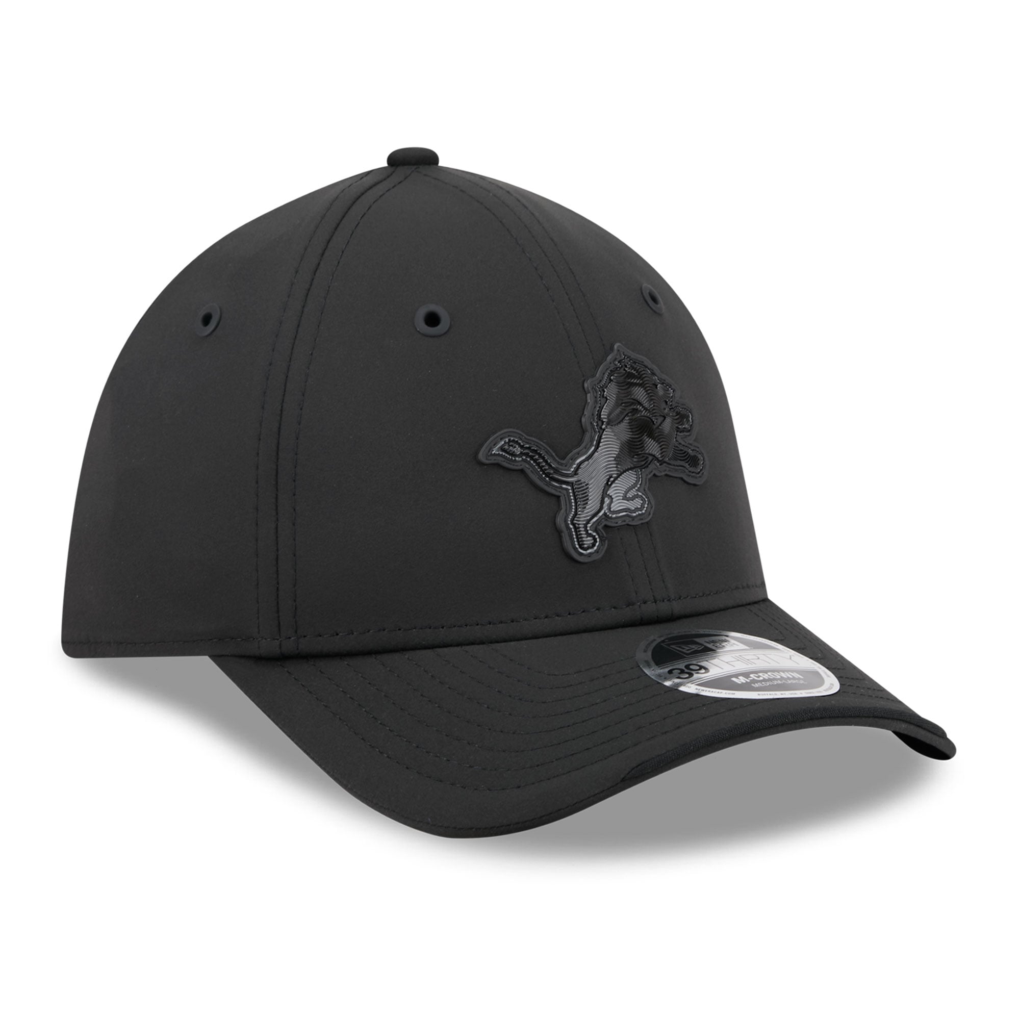 Casquette extensible New Era Detroit Lions 2026 Sideline 39THIRTY M-Crown noire pour homme