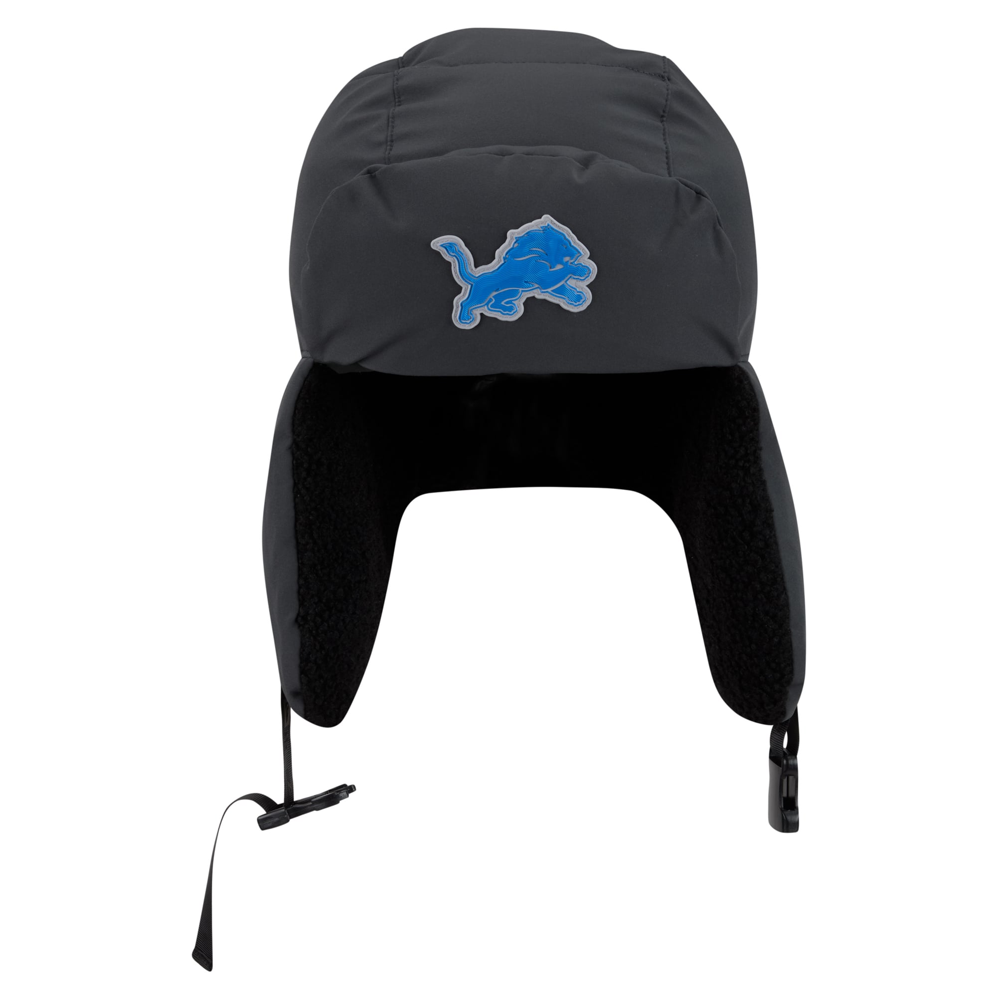 Casquette trappeur New Era noire Detroit Lions 2026 pour homme, idéale les temps froids.