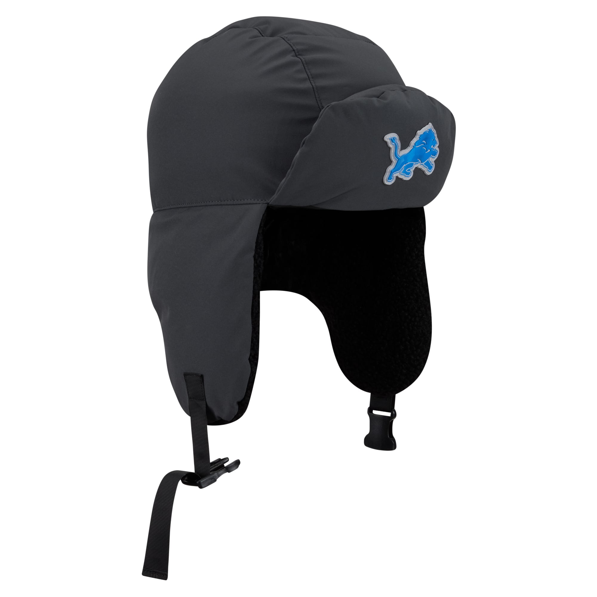 Casquette trappeur New Era noire Detroit Lions 2026 pour homme, idéale les temps froids.