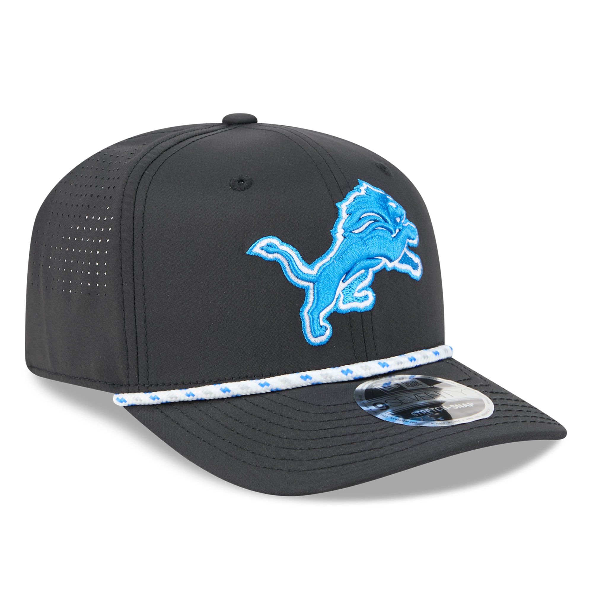 Casquette ajustable New Era Detroit Lions 9SEVENTY noire pour homme