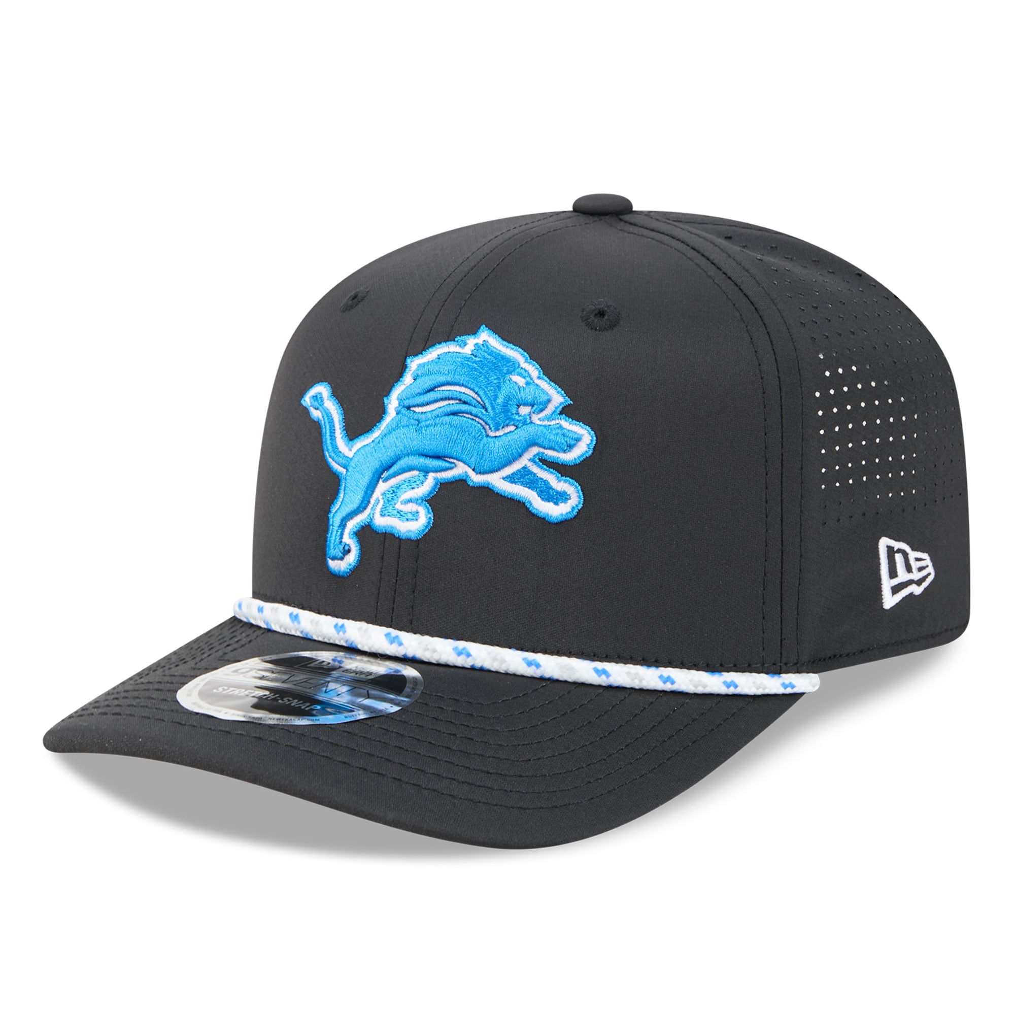 Casquette ajustable New Era Detroit Lions 9SEVENTY noire pour homme