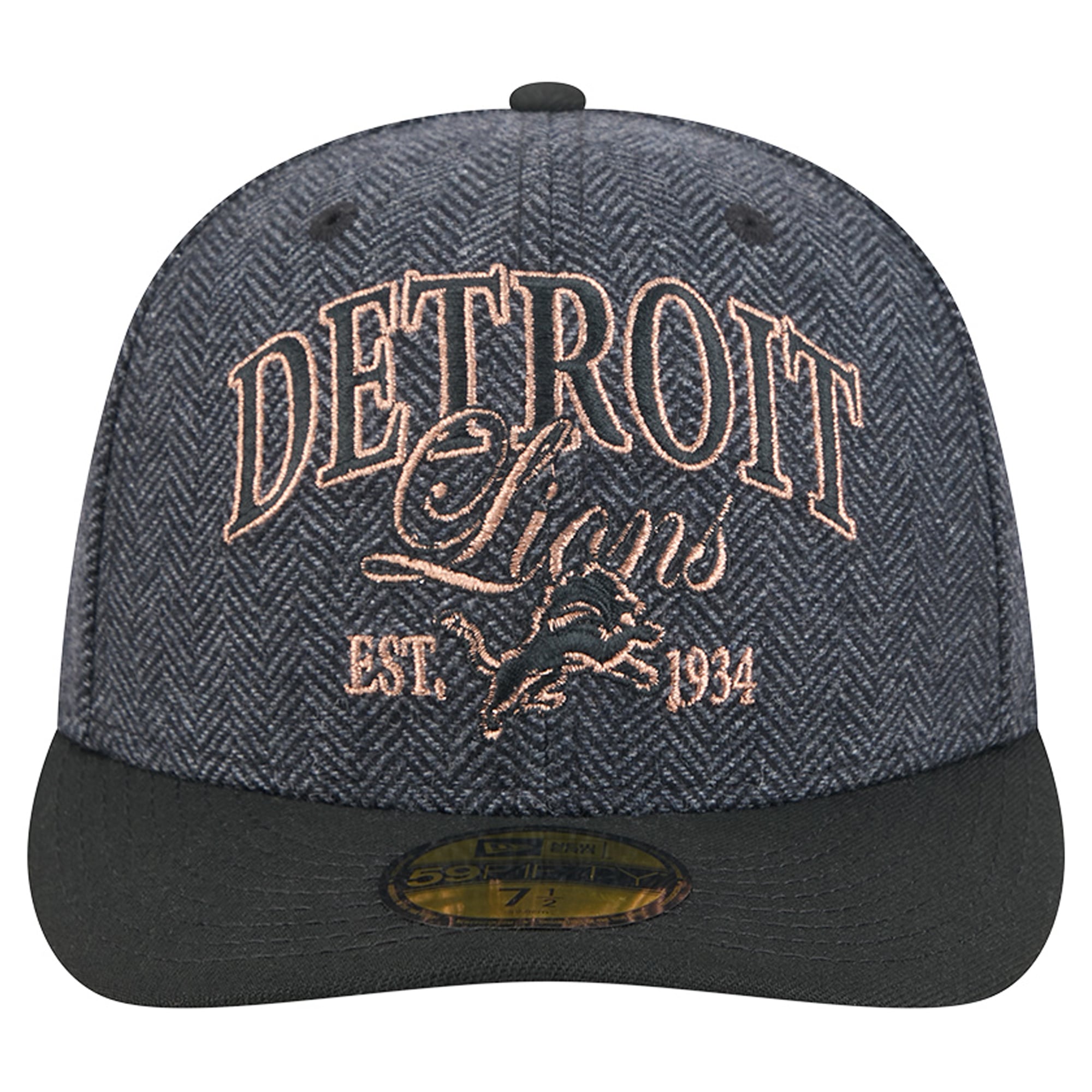 Casquette ajustée New Era Detroit Lions noire en fausse laine 59FIFTY pour homme