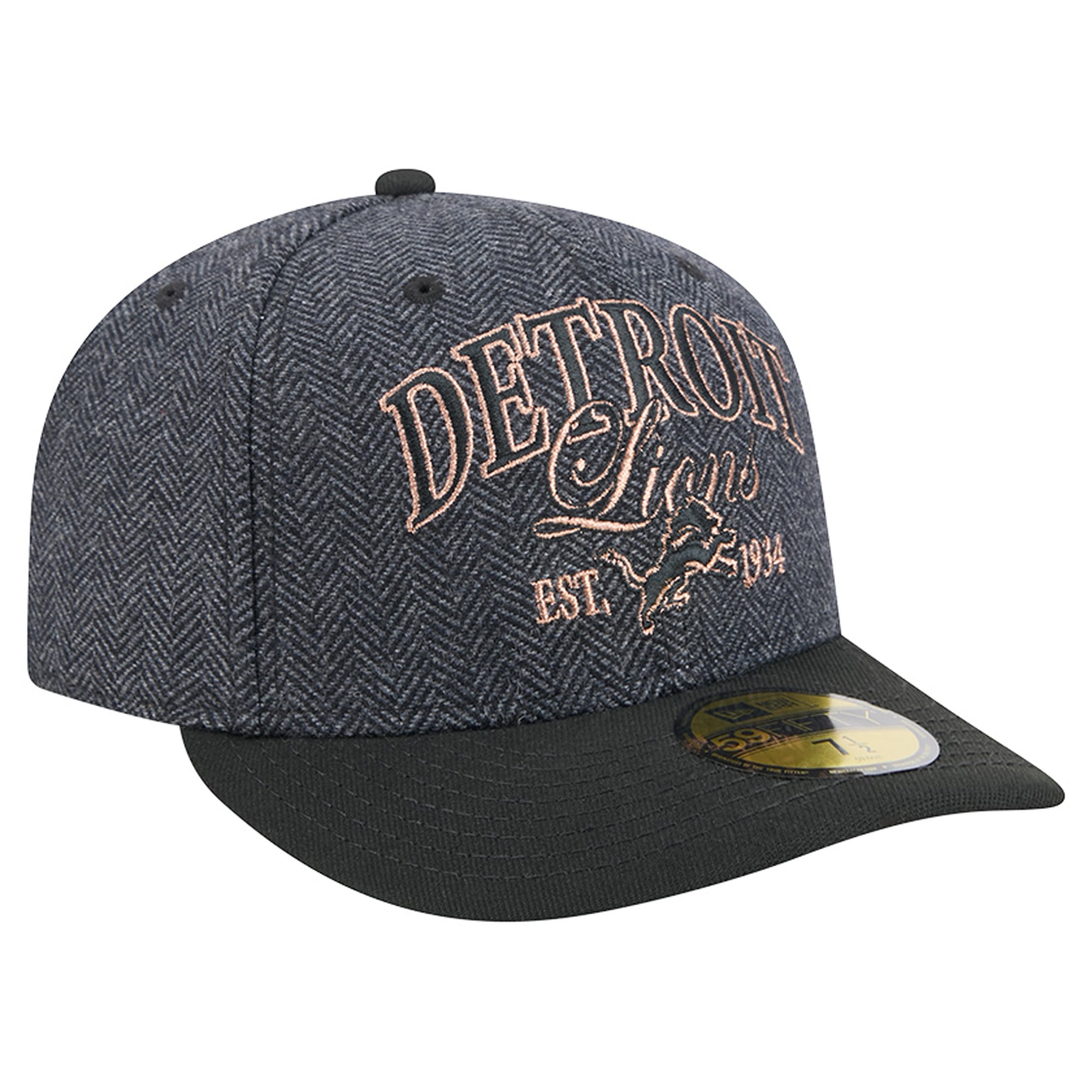 Casquette ajustée New Era Detroit Lions noire en fausse laine 59FIFTY pour homme