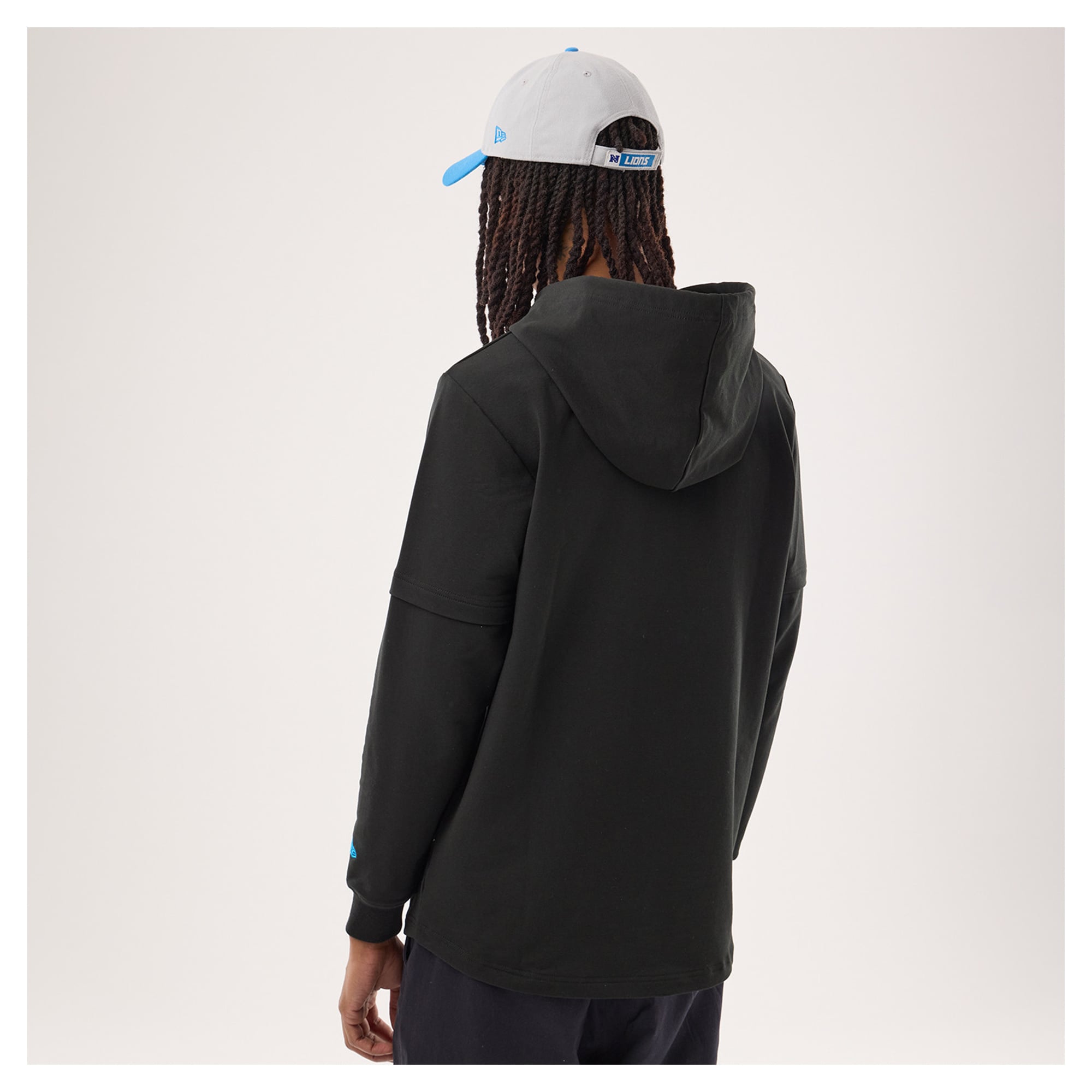 Men's New Era Black Detroit Lions Functional Fandom Twofer Hoodie