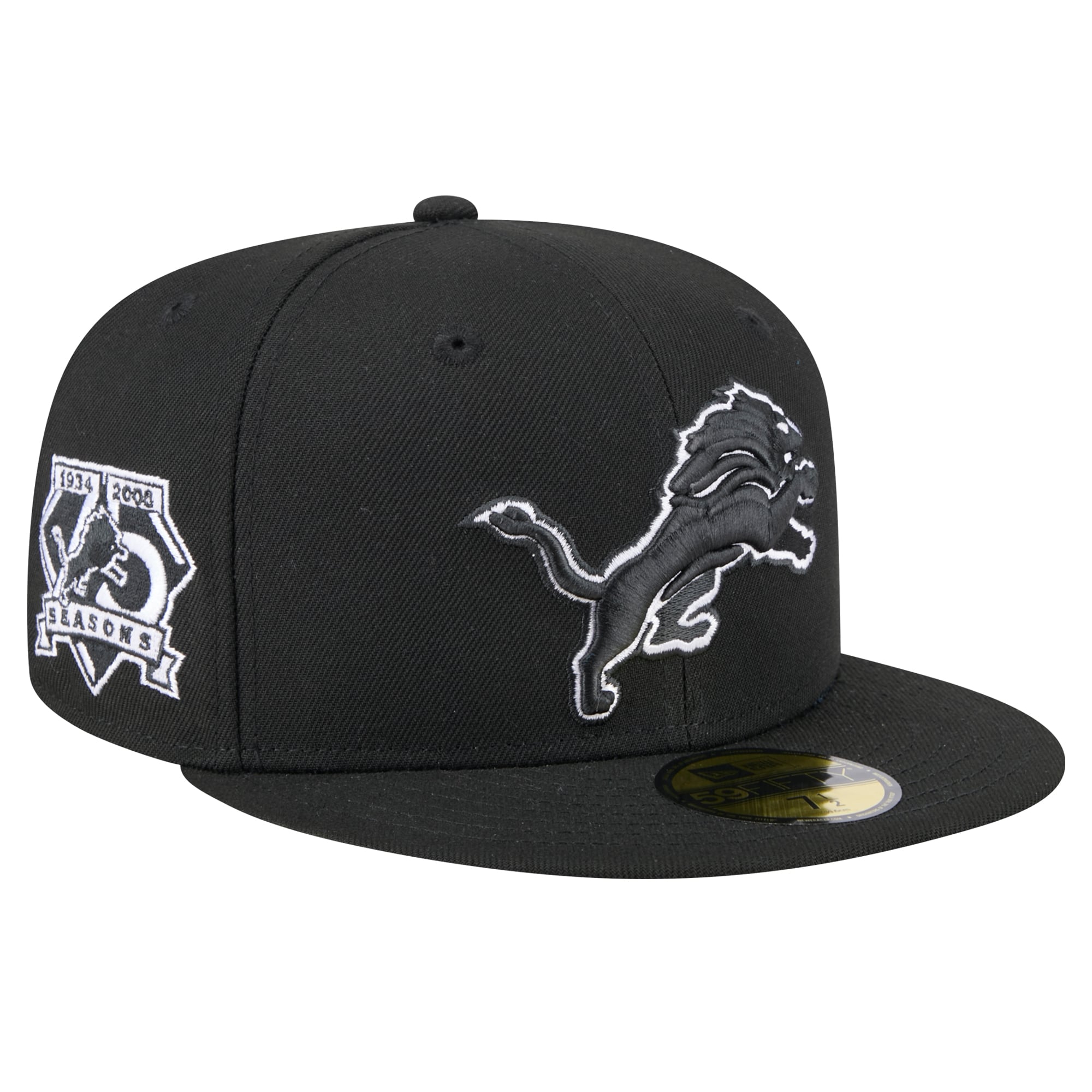 Casquette ajustée 59FIFTY Detroit Lions noire New Era pour homme