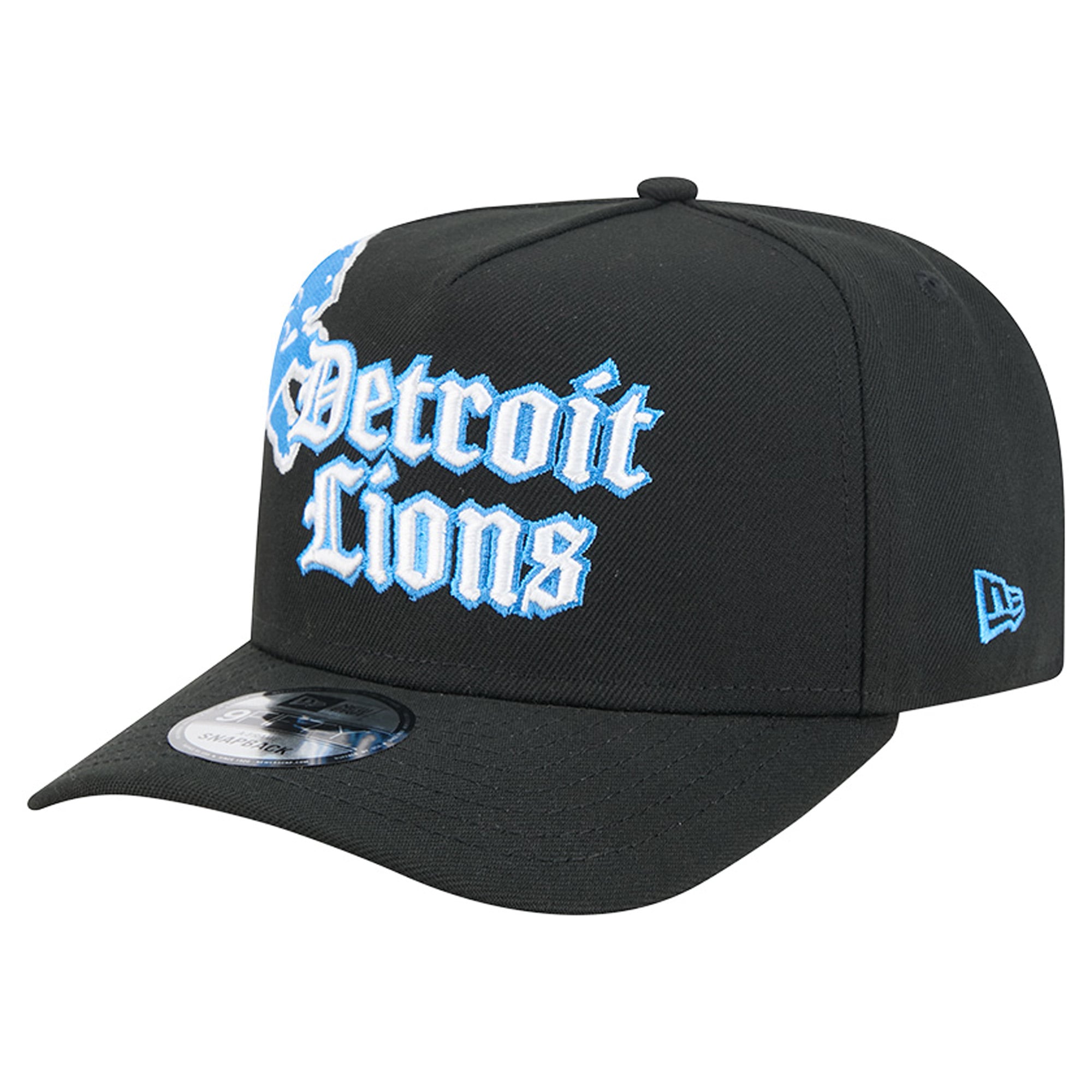 Men's New Era Black Detroit Lions Proud A-Frame 9FIFTY Snapback Hat