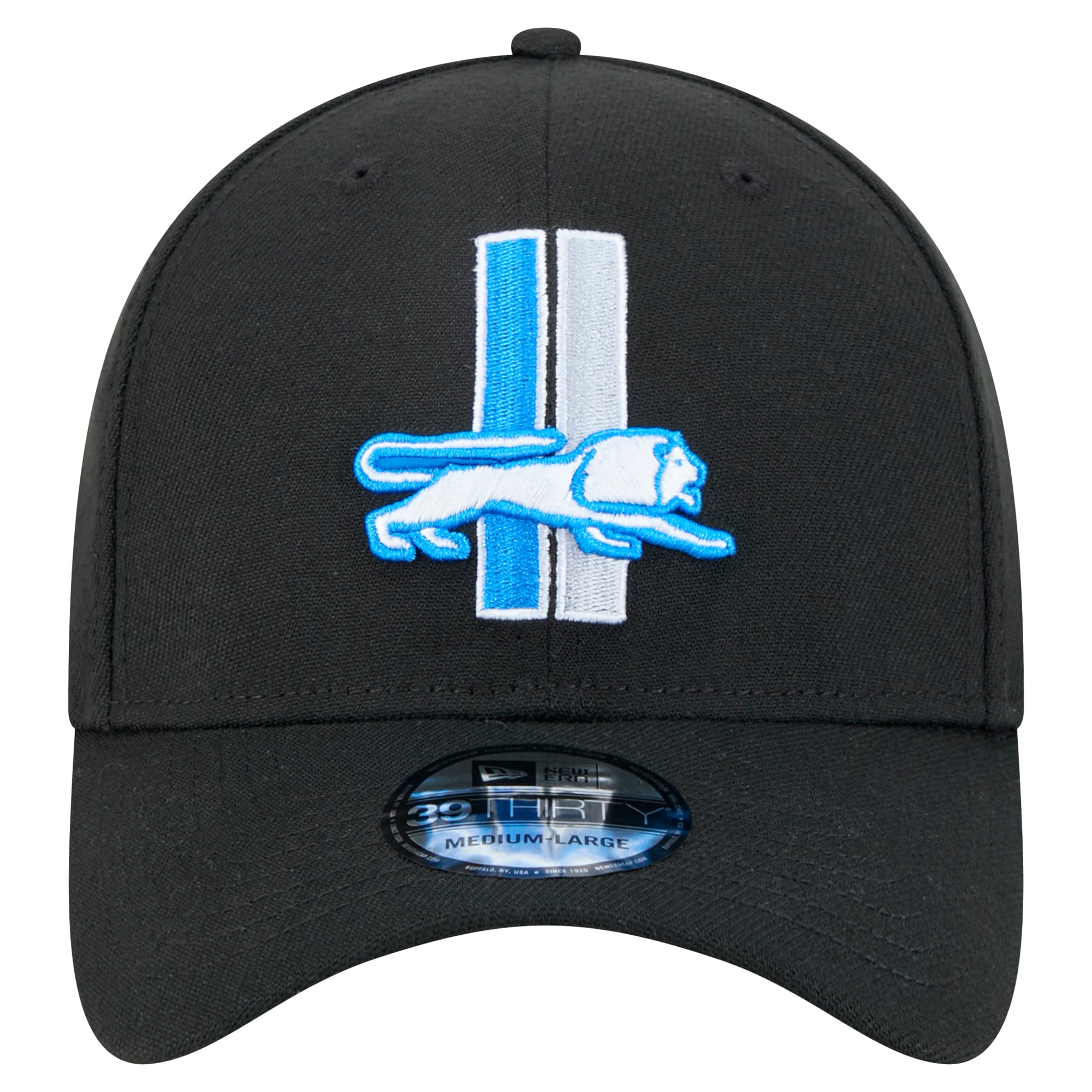 Casquette New Era Detroit Lions Throwback Main 39THIRTY Flex noire pour homme