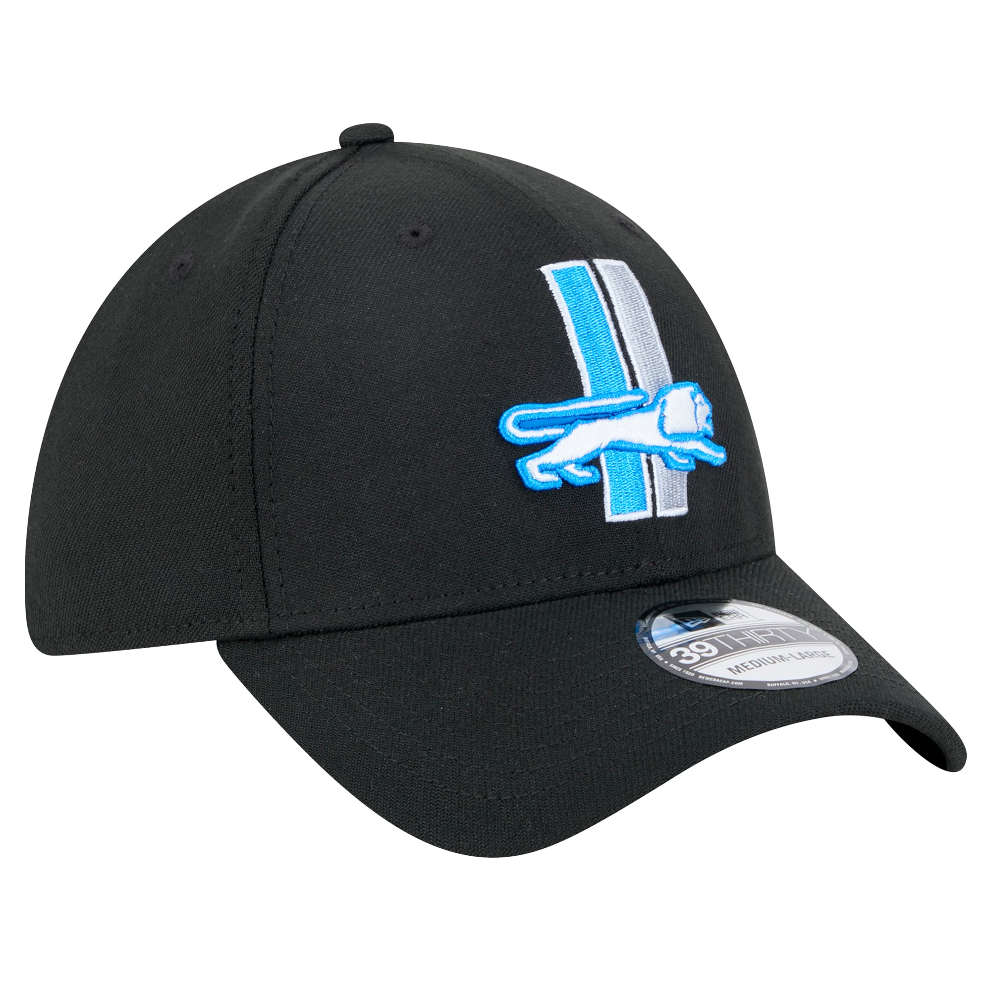 Casquette New Era Detroit Lions Throwback Main 39THIRTY Flex noire pour homme