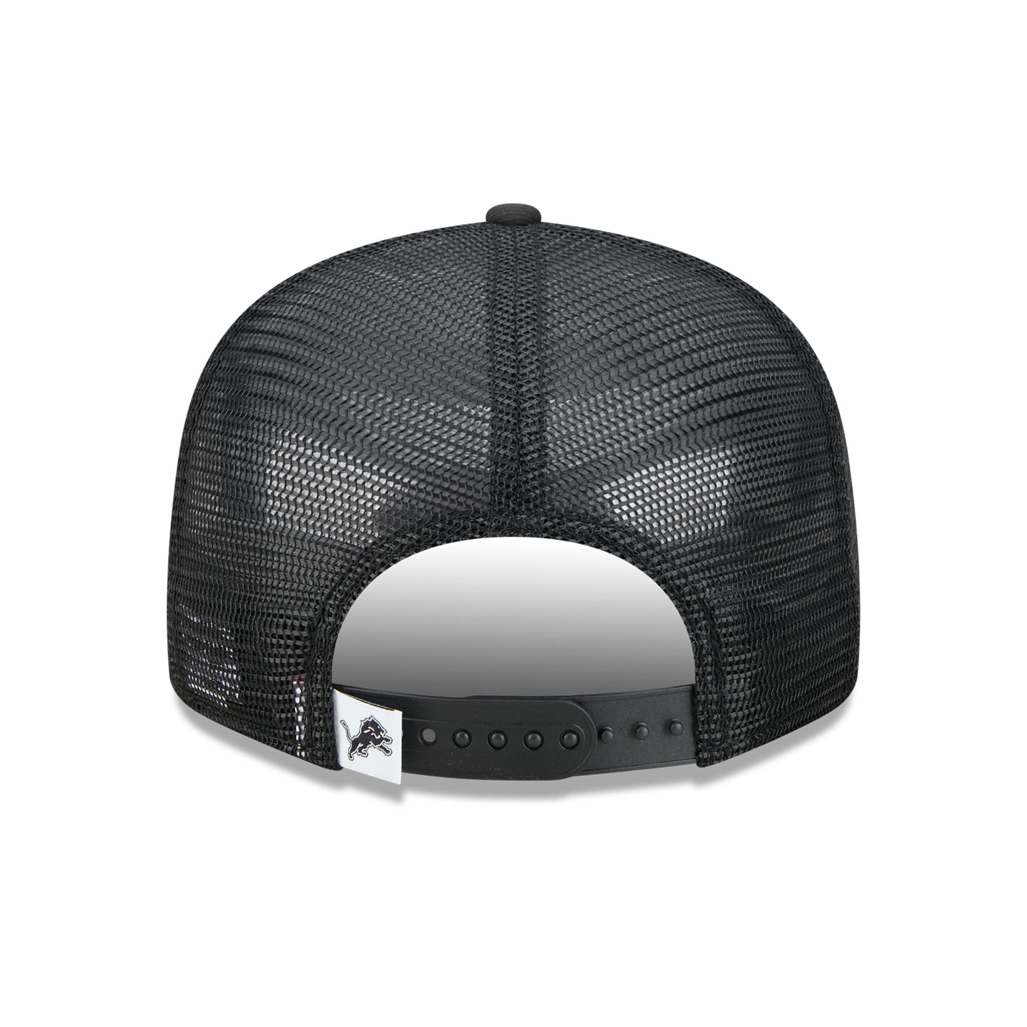 Casquette trucker New Era Detroit Lions 9FIFTY Snapback noire et blanche pour homme