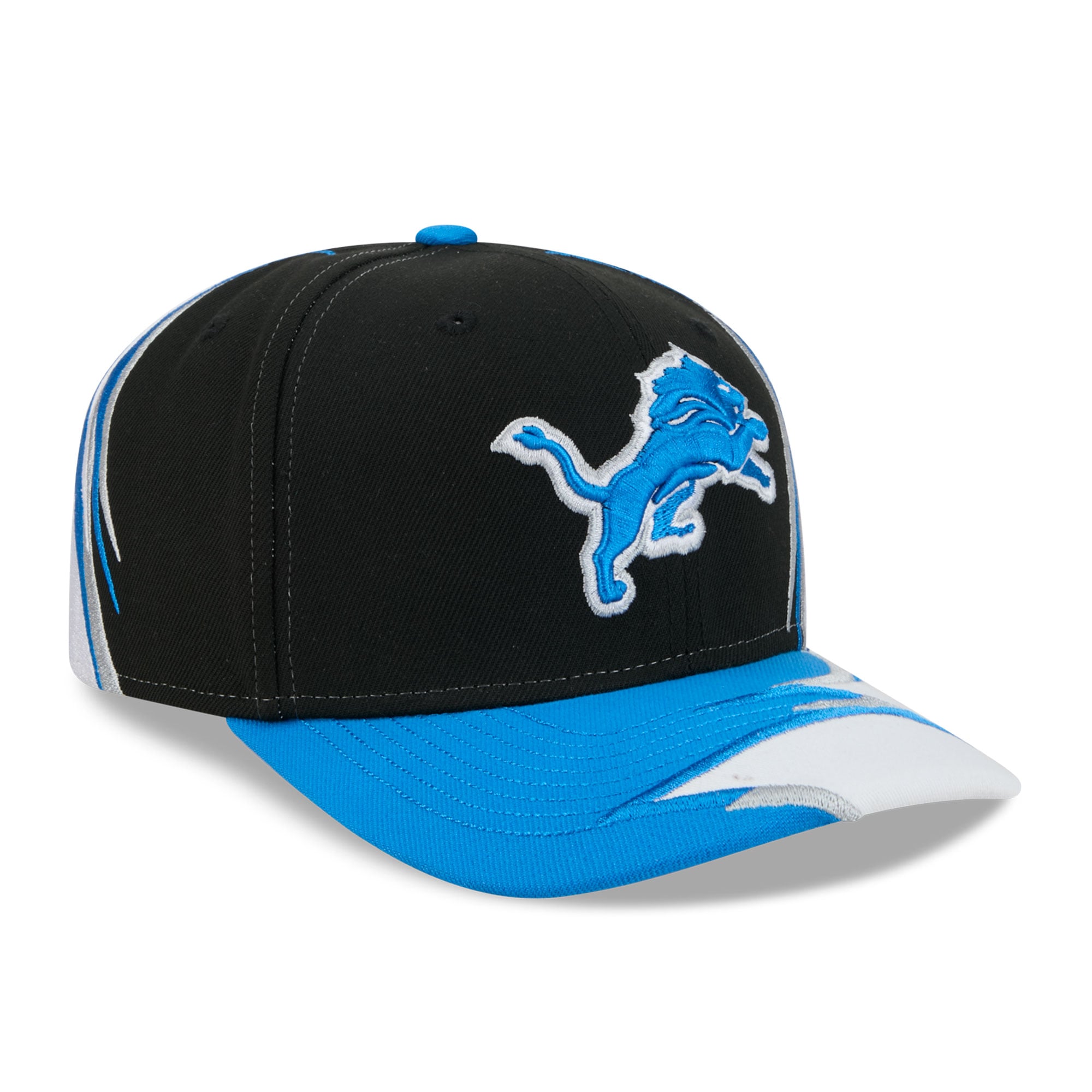 Casquette ajustable New Era Detroit Lions 9SEVENTY noire et blanche pour homme