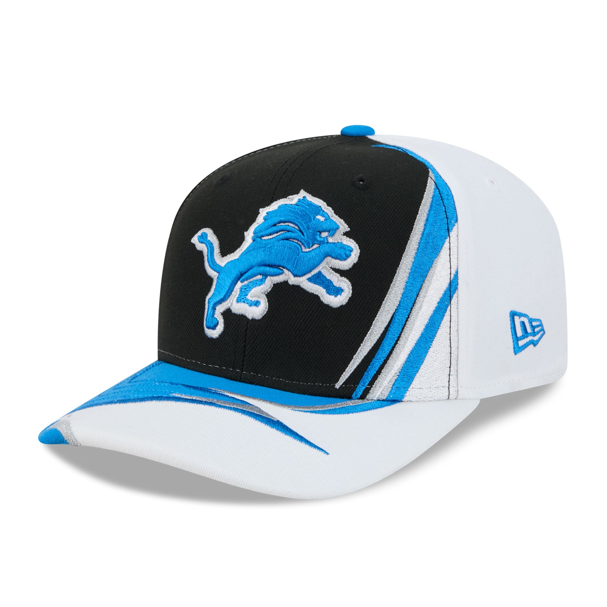Casquette ajustable New Era Detroit Lions 9SEVENTY noire et blanche pour homme