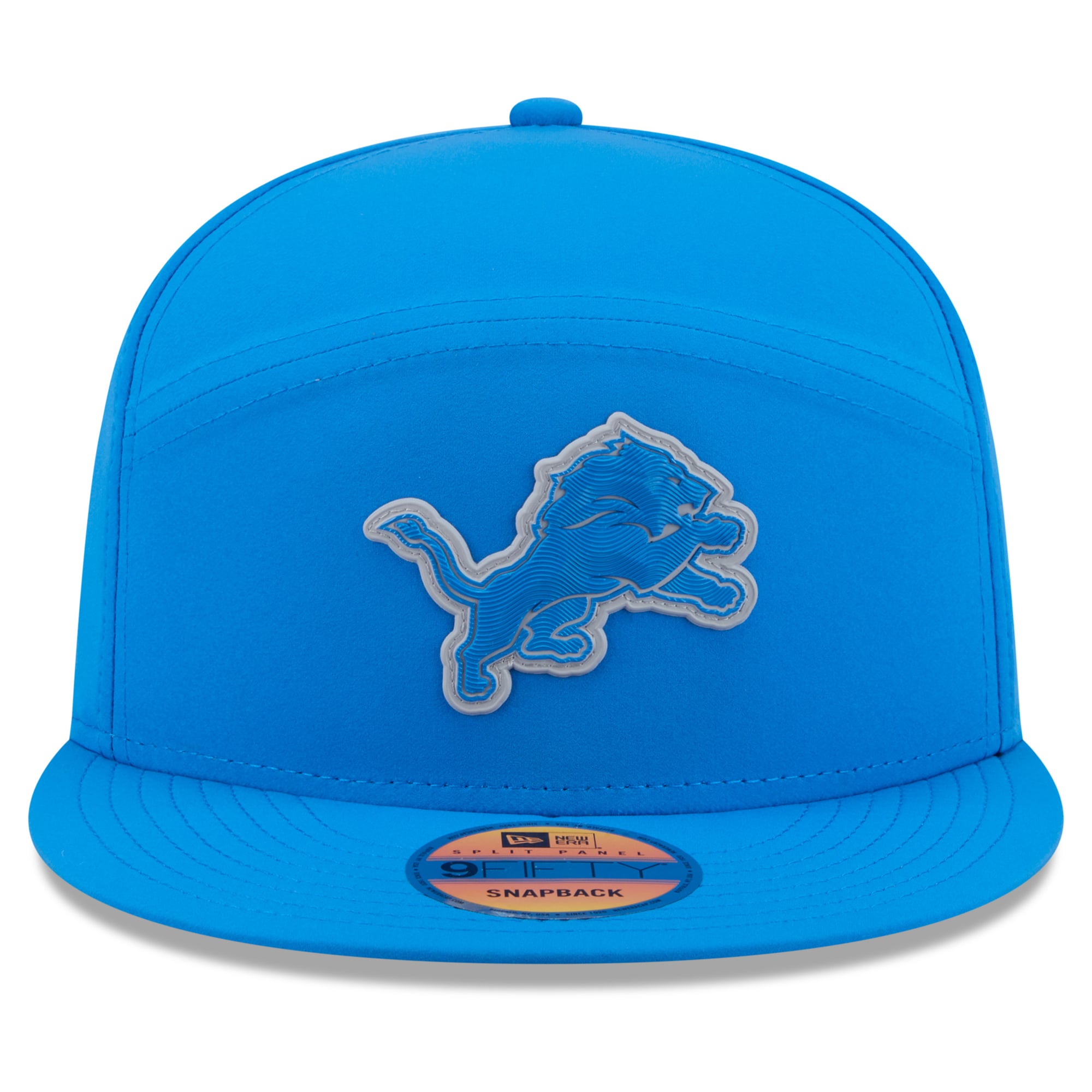 Men's New Era Blue Detroit Lions 2026 Sideline Split Panel 9FIFTY Snapback Hat
