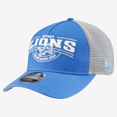 Detroit Lions New Era 9FORTY A-Frame Adjustable Hat - Blue
