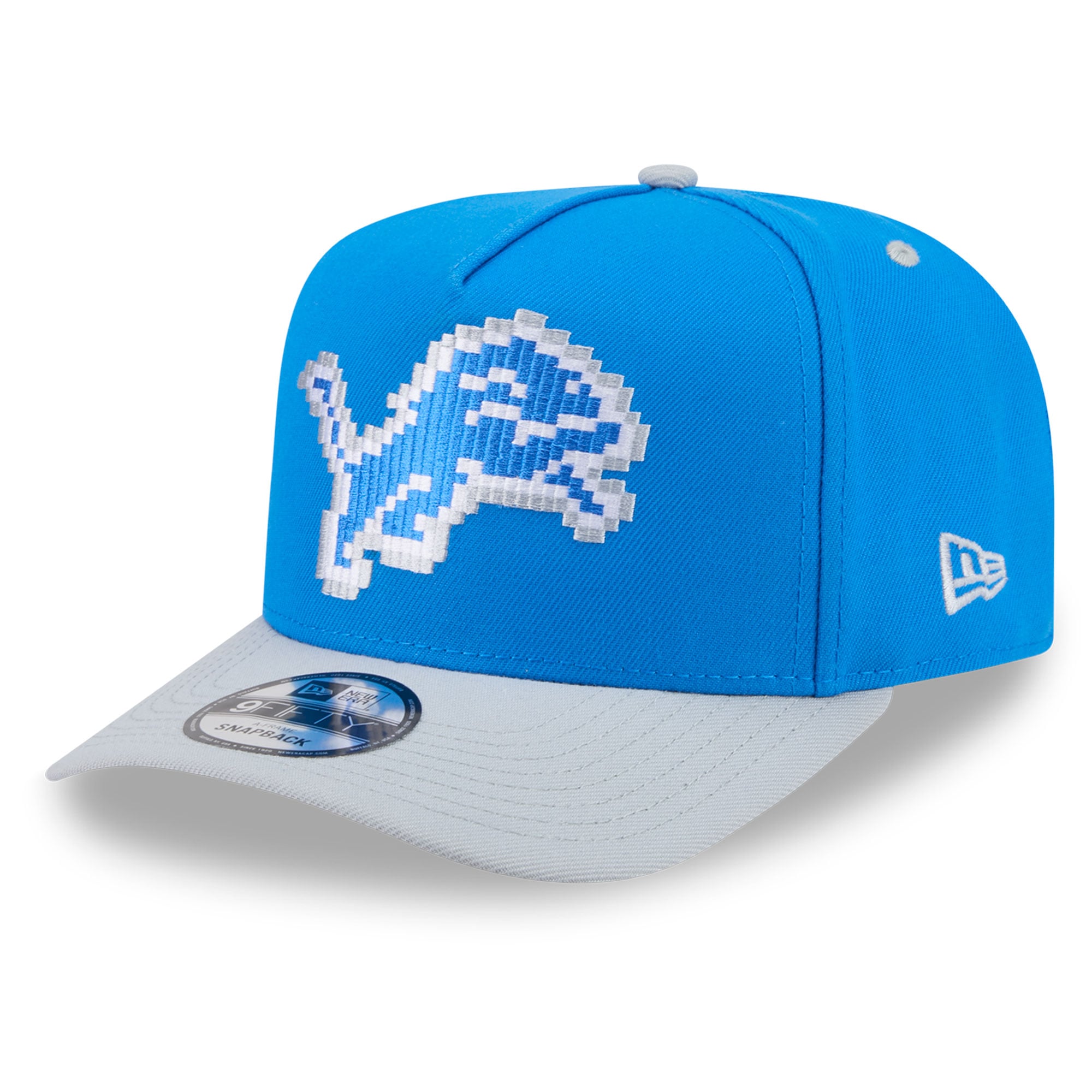 Casquette snapback New Era 9FIFTY Pixel A-Frame bleue Detroit Lions pour homme