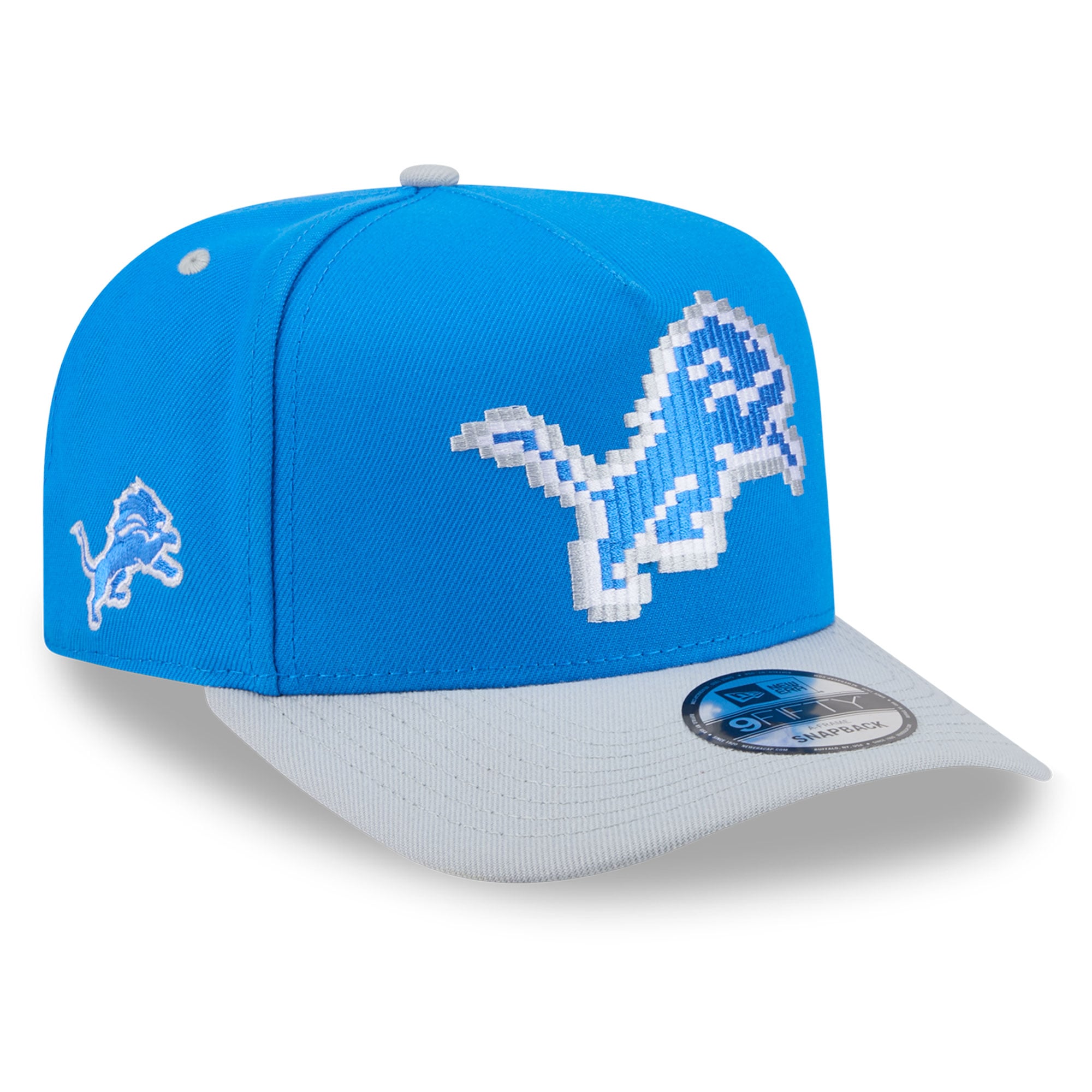 Casquette snapback New Era 9FIFTY Pixel A-Frame bleue Detroit Lions pour homme