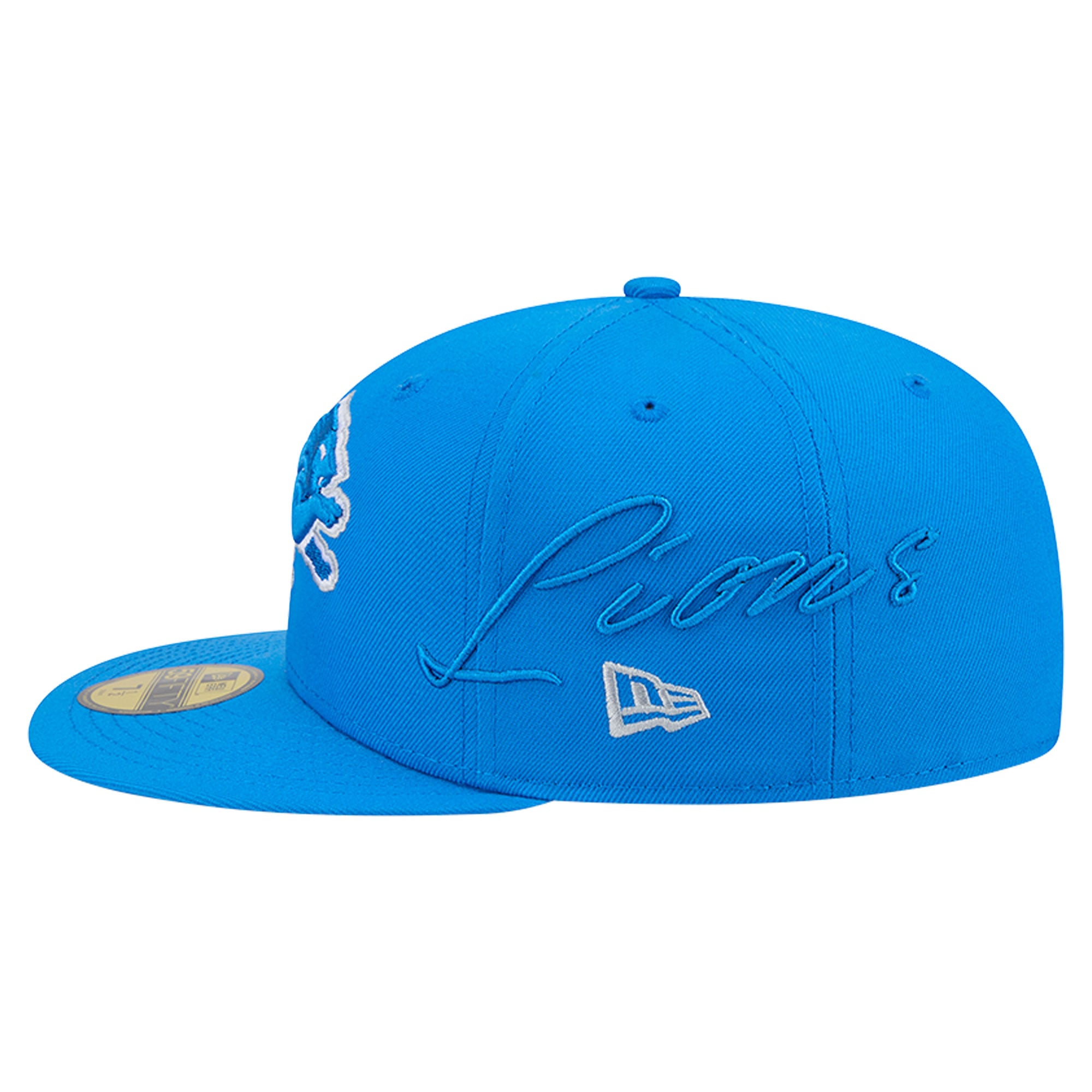 Casquette ajustée New Era 59FIFTY bleue pour homme, logo Detroit Lions.
