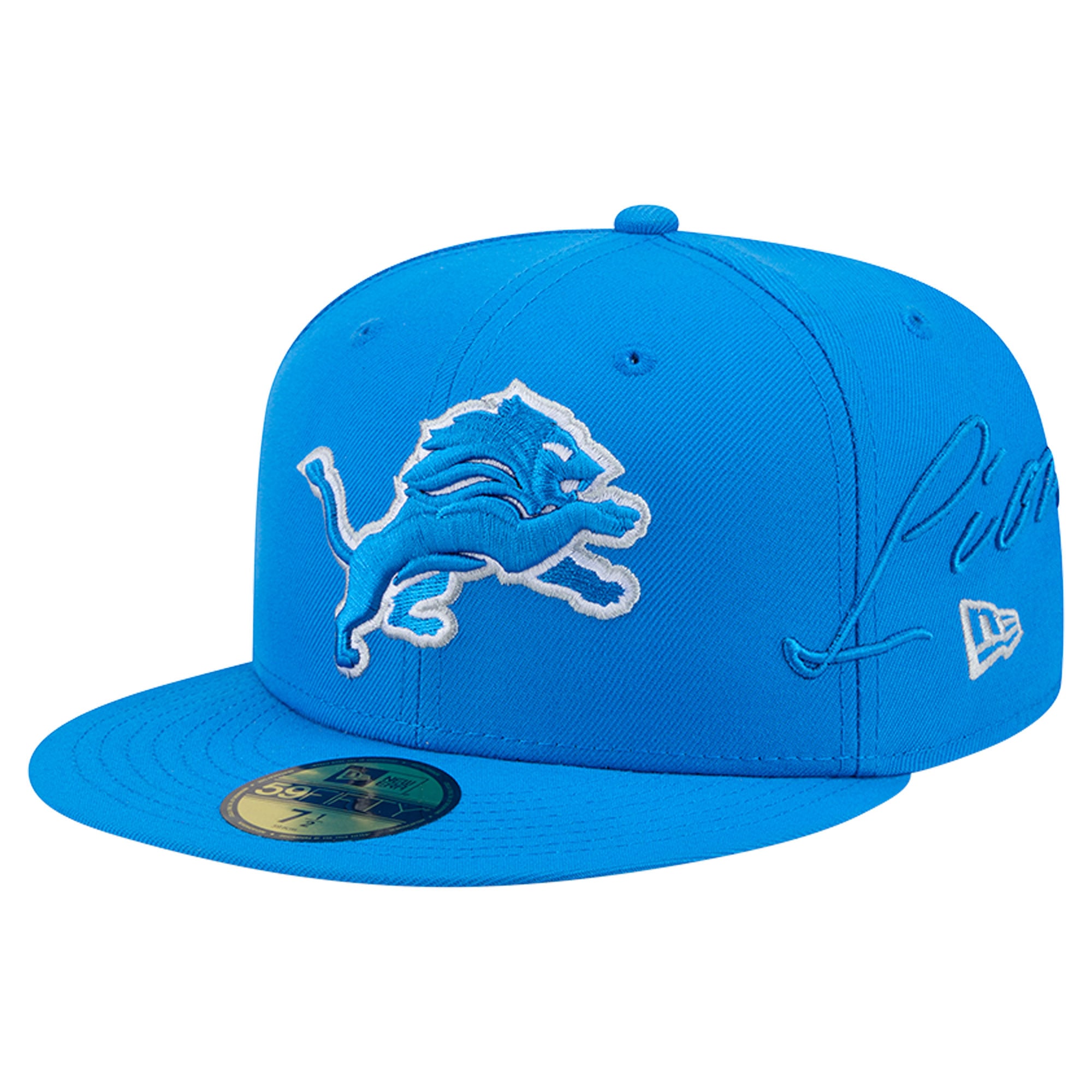 Casquette ajustée New Era 59FIFTY bleue pour homme, logo Detroit Lions.