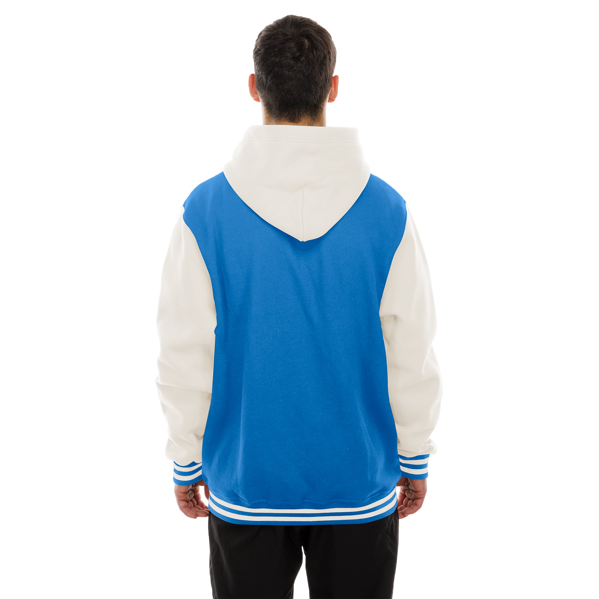 Veste polaire à capuche New Era bleu/crème Detroit Lions pour homme, fermeture boutons-pression.
