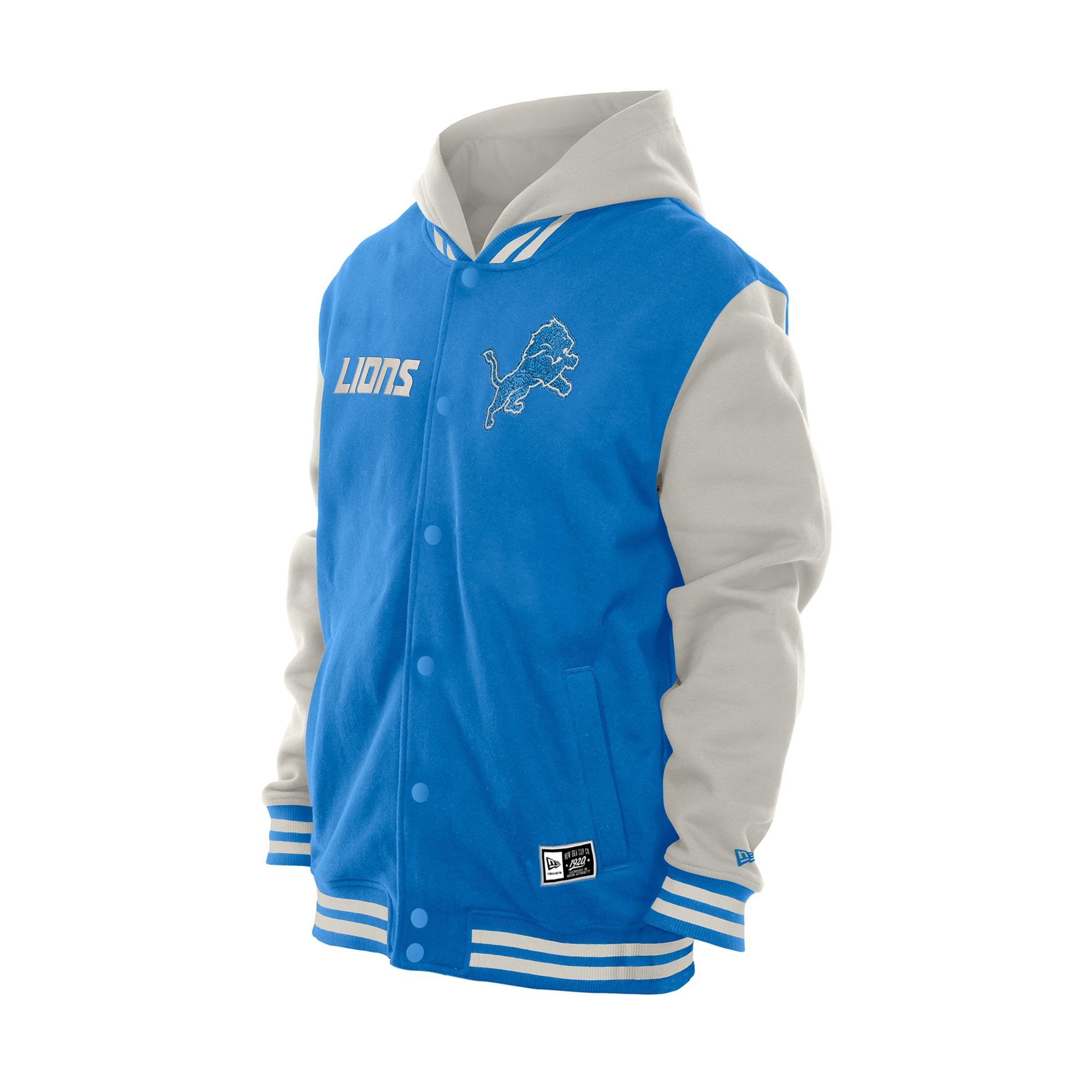 Veste polaire à capuche New Era bleue/grise Detroit Lions pour homme