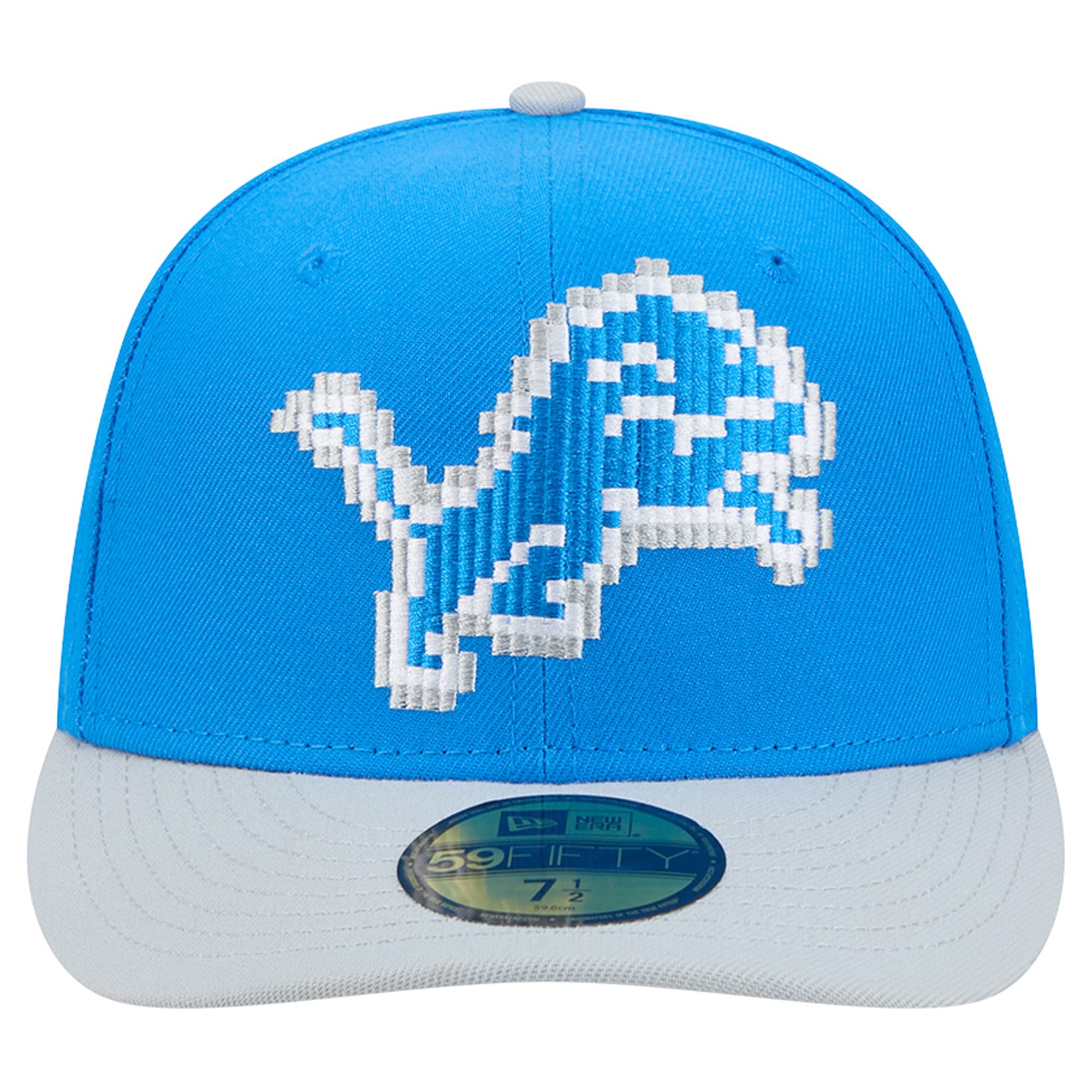 Men's New Era Blue/Silver Detroit Lions Pixel Curved 59FIFTY Fitted Hat