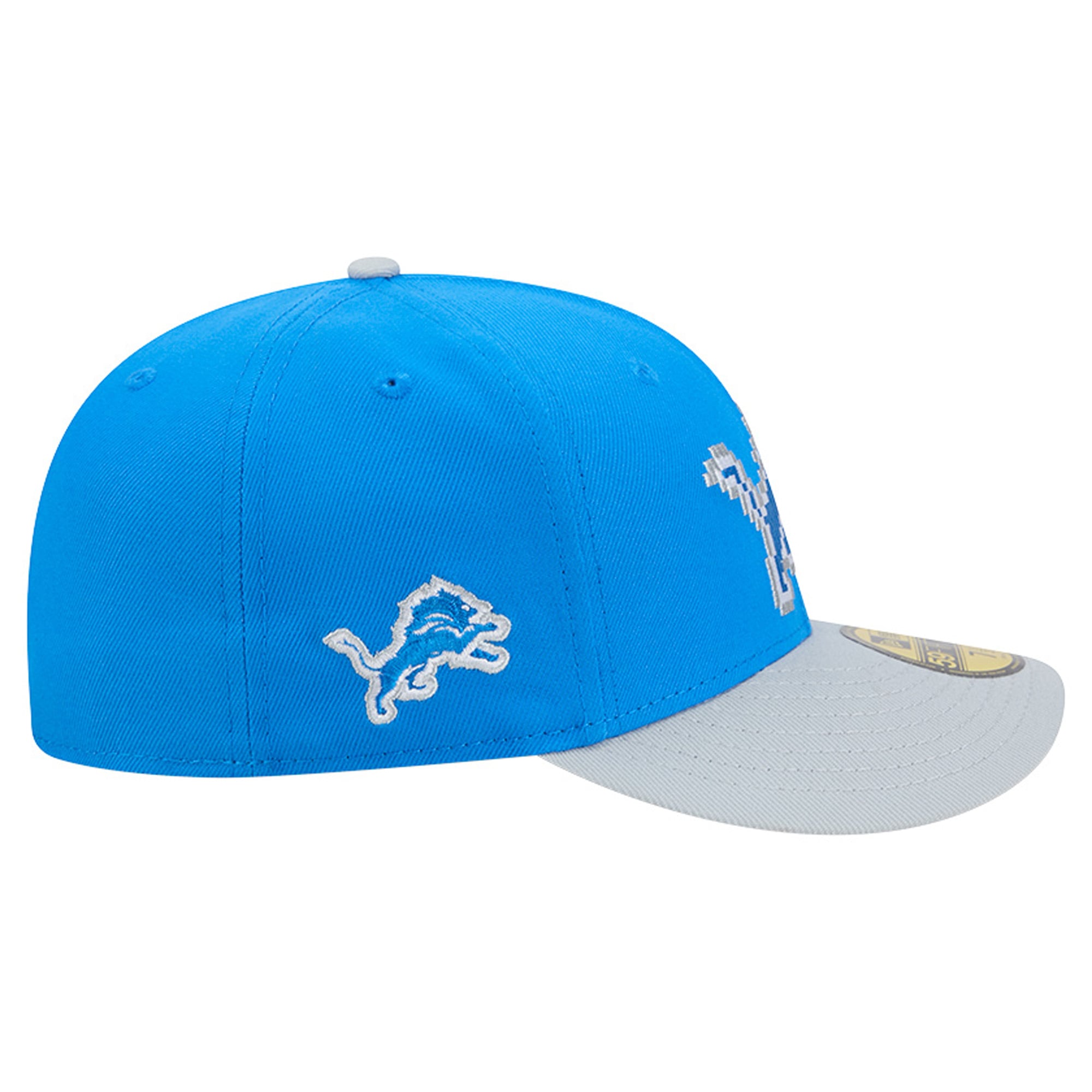 Men's New Era Blue/Silver Detroit Lions Pixel Curved 59FIFTY Fitted Hat