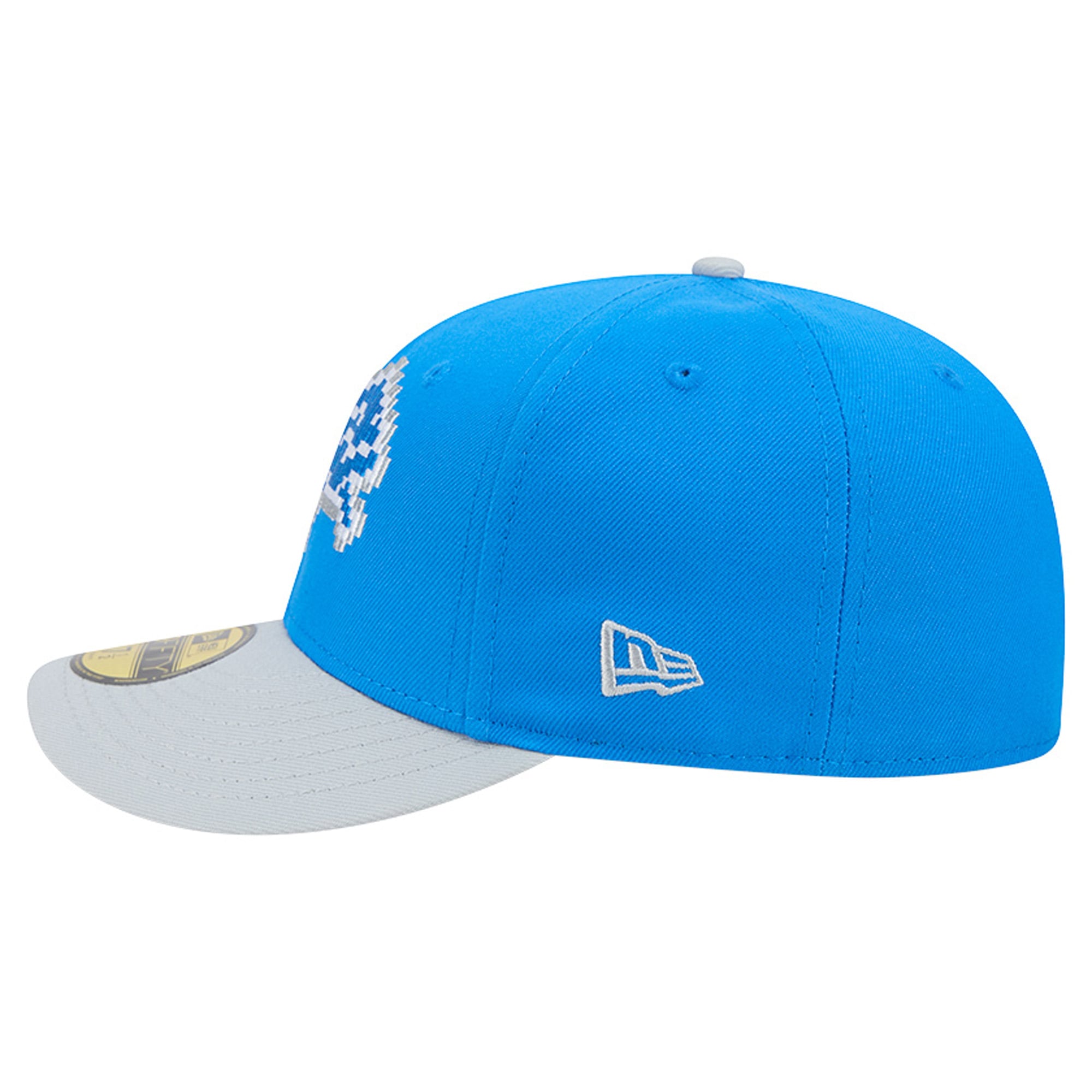 Men's New Era Blue/Silver Detroit Lions Pixel Curved 59FIFTY Fitted Hat