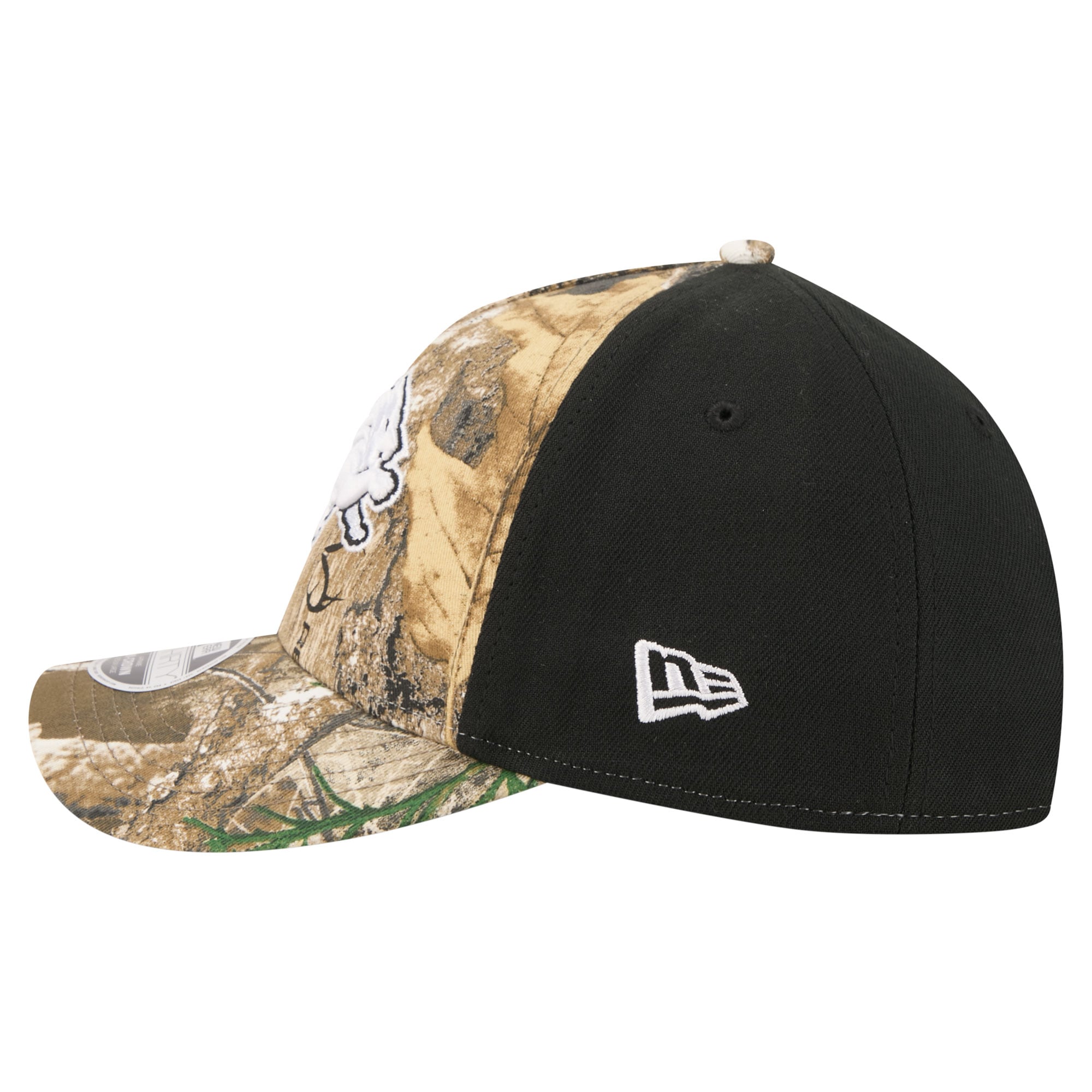 Men's New Era Camo/Black Detroit Lions Team Collection RealTree 39THIRTY M-Crown A-Frame Flex Hat