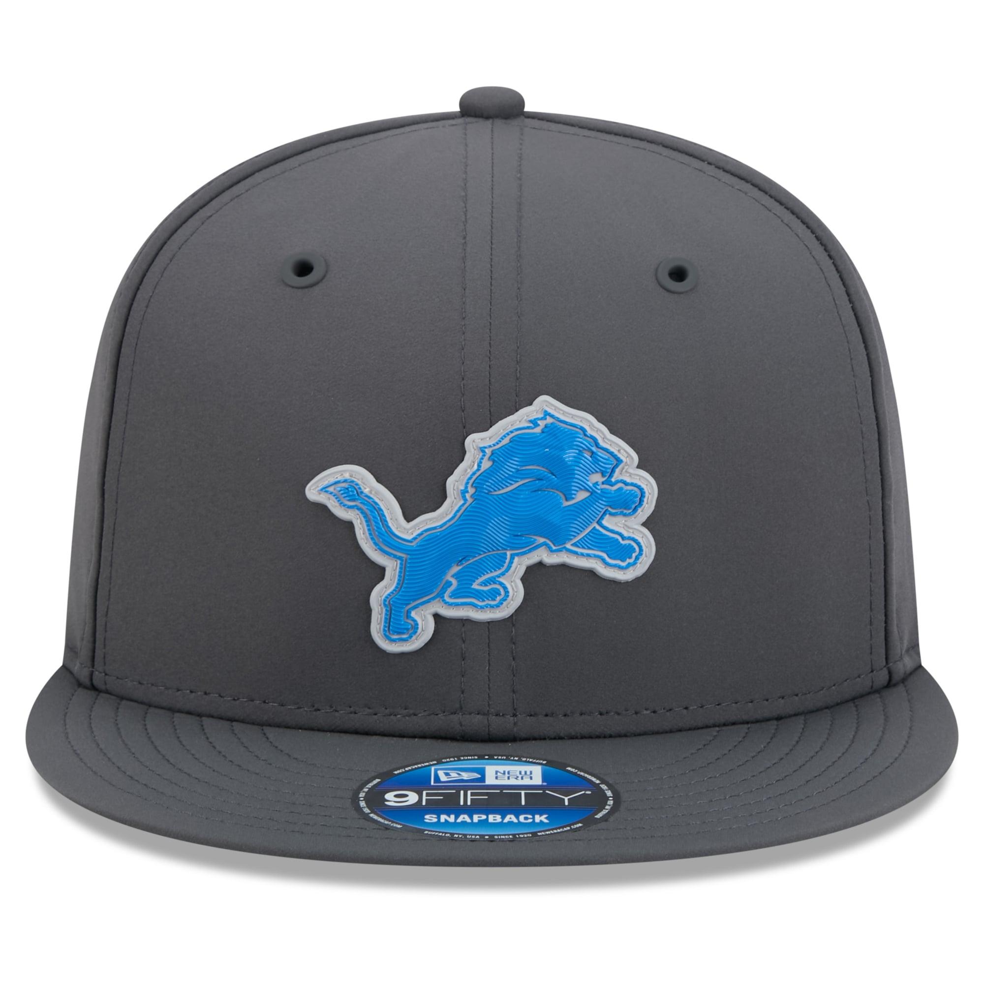 Casquette snapback New Era 9FIFTY pour homme, couleur anthracite, Detroit Lions 2026, idéale pour les temps froids.