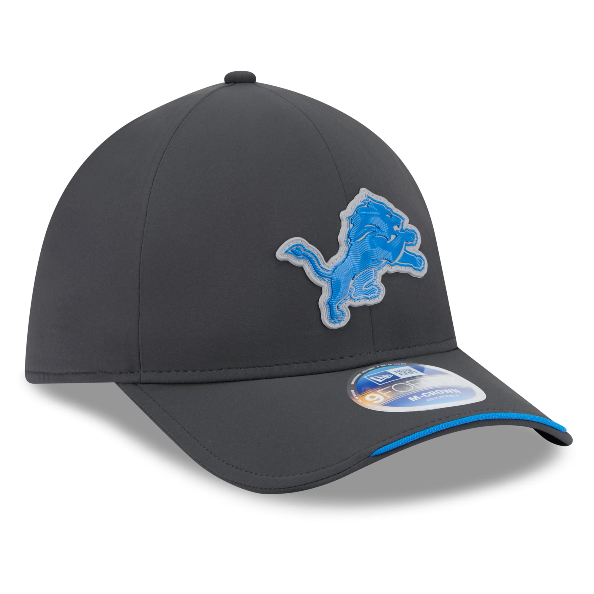 Casquette ajustable New Era Detroit Lions 2026 Sideline pour homme, couleur anthracite, modèle 9FORTY M-Crown, idéale pour les temps froids.
