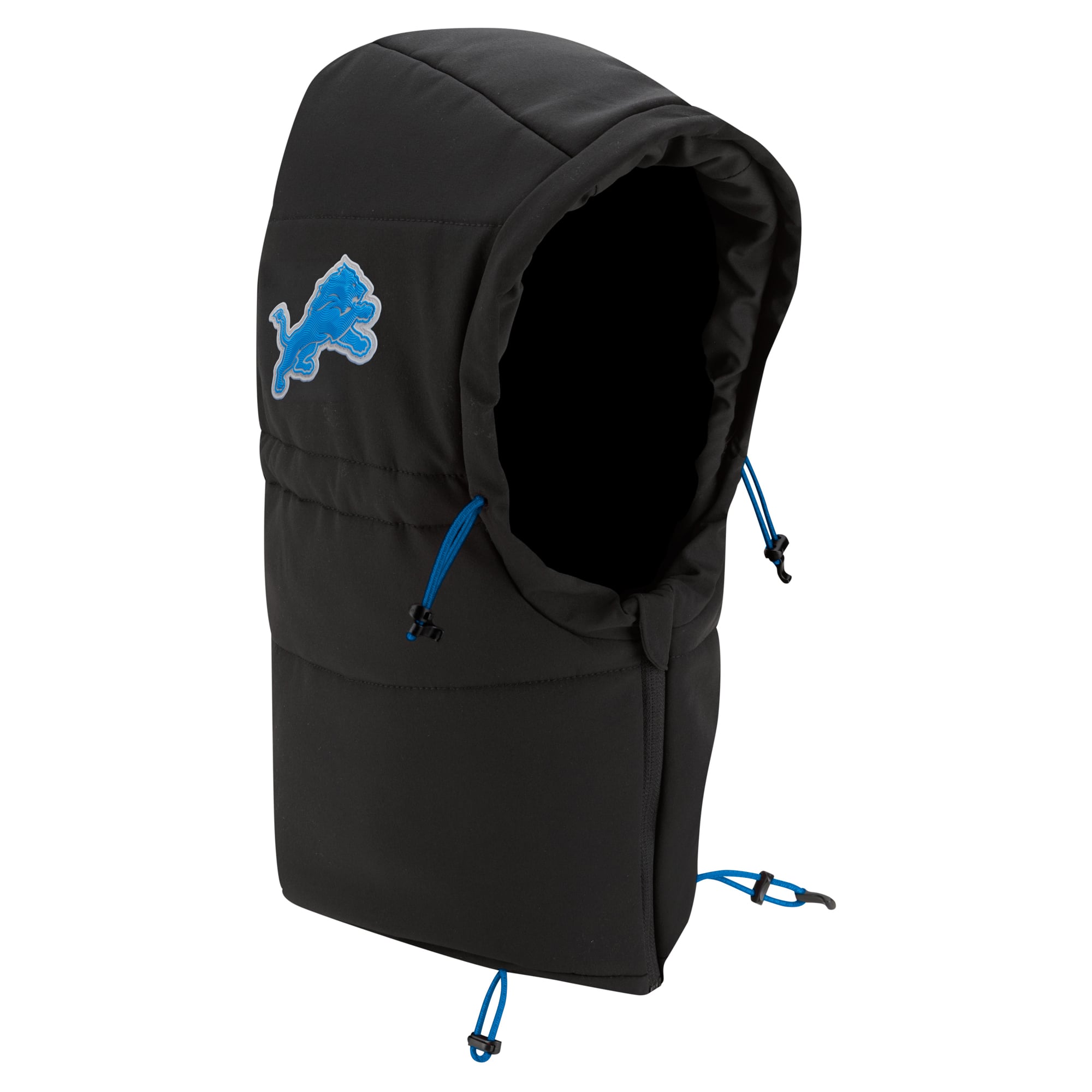 Sweat à capuche matelassé ajustable New Era pour homme, couleur anthracite, Detroit Lions 2026 Sideline, idéal par temps froid.