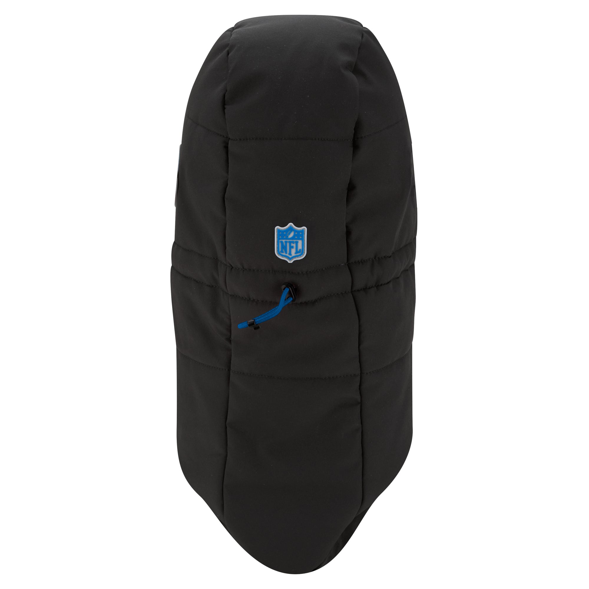 Sweat à capuche matelassé ajustable New Era pour homme, couleur anthracite, Detroit Lions 2026 Sideline, idéal par temps froid.