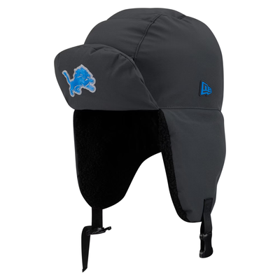 Detroit Lions New Era 2026 Sideline Cold Weather  Trapper Hat - Charcoal