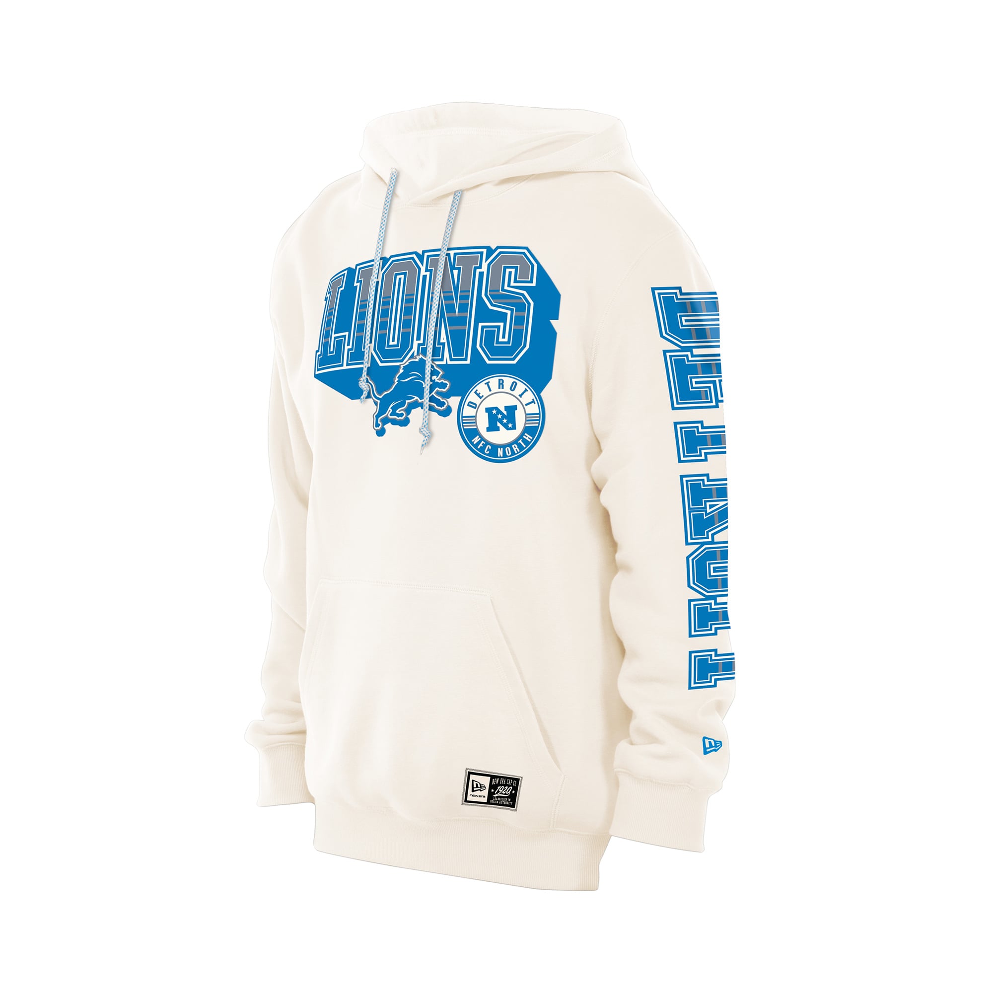 Sweat à capuche New Era crème Detroit Lions Dune Dust pour homme