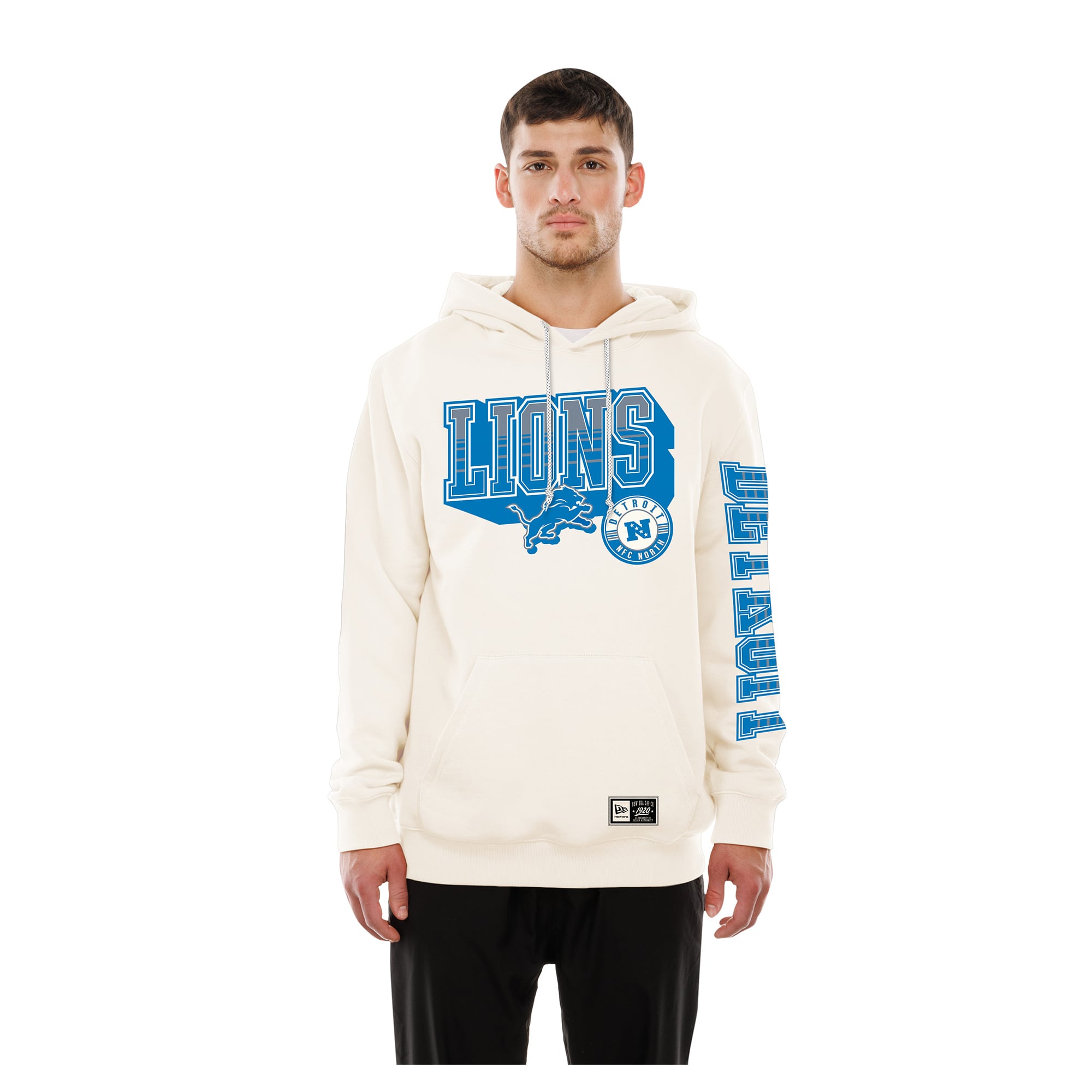 Sweat à capuche New Era crème Detroit Lions Dune Dust pour homme