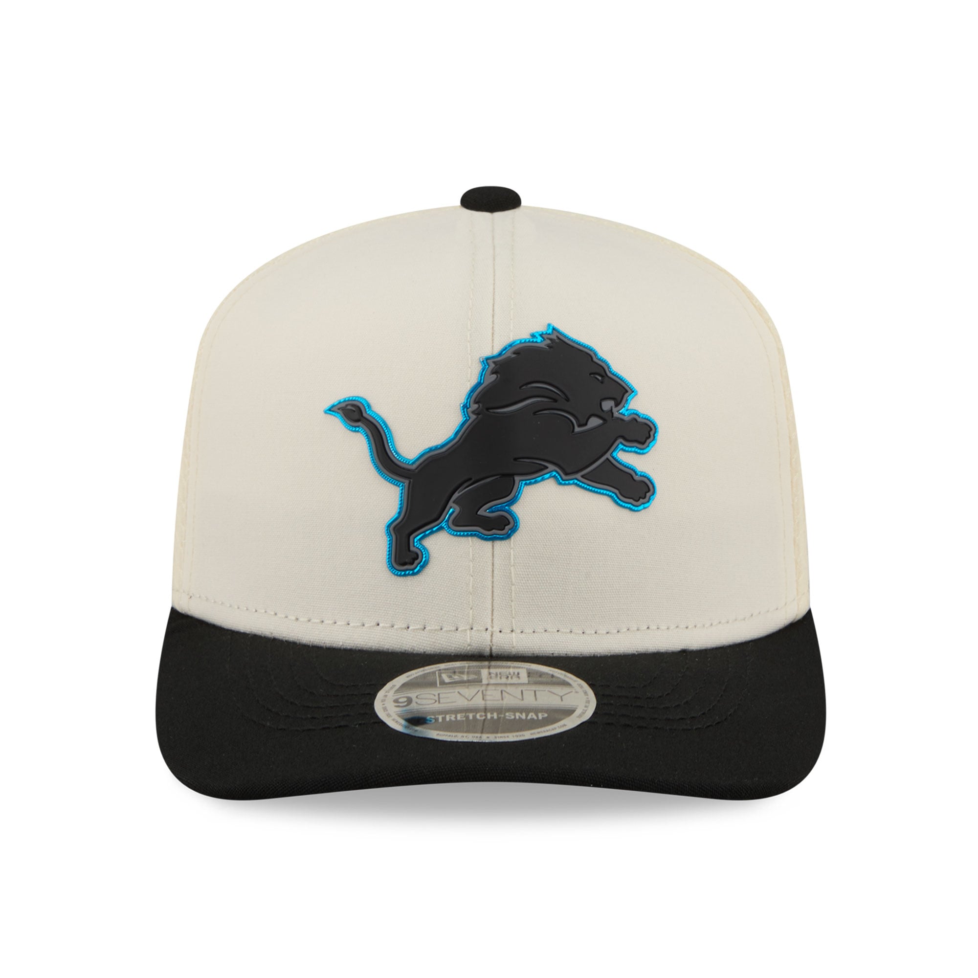 Casquette ajustable New Era 9SEVENTY crème/noir Detroit Lions pour homme